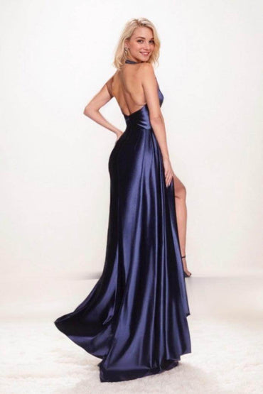 Mermaid Sweep-Brush Train Elastic Silk like Satin Prom Dress CS0716 - COCOMELODY