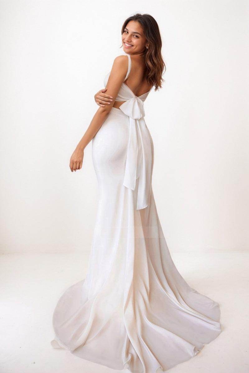 Mermaid Sweep Train Chiffon Prom Dresses CS0719 - COCOMELODY