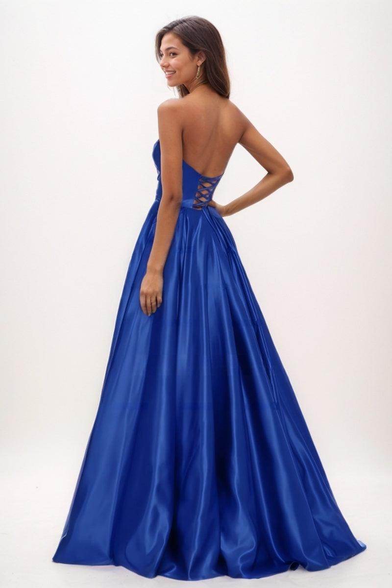 A-Line Floor-Length Satin Prom Dresses CS0726 - COCOMELODY