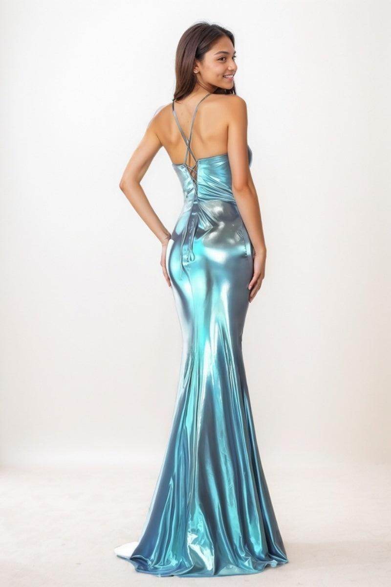 Sleeveless Spaghetti Straps Prom Dresses With High Split CS0752 - COCOMELODY