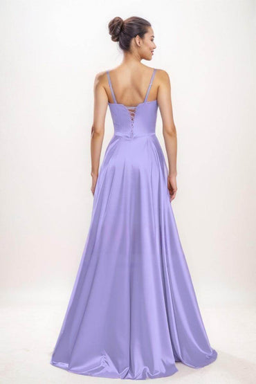 Elegant A-Line Sweetheart Matte Satin Prom Dresses CS0765 - COCOMELODY