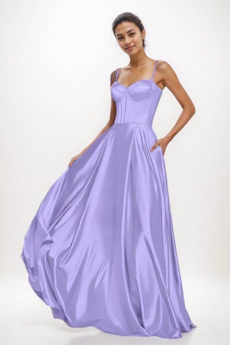 Elegant A-Line Sweetheart Matte Satin Prom Dresses CS0765 - COCOMELODY