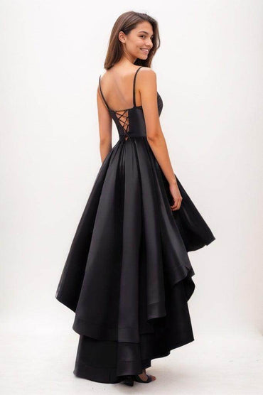 Sweetheart Ruffle Asymmetrical Length Satin Prom Dresses CS0777 - COCOMELODY
