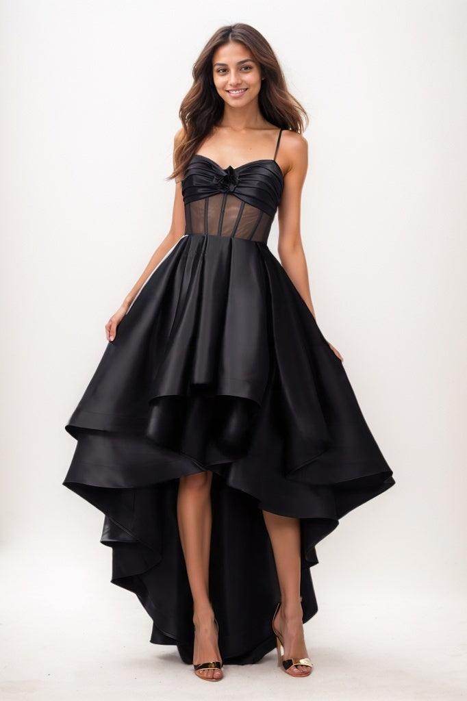 Sweetheart Ruffle Asymmetrical Length Satin Prom Dresses COCOMELODY CS0777 Sweetheart Ruffle Asymmetrical Length Satin Prom Dresses COCOMELODY CS0777