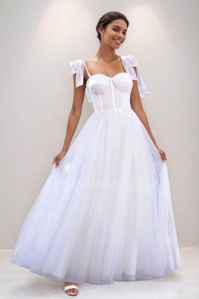 Classic Bow(s) Straps Sweetheart Corset Prom Dresses COCOMELODY CS0778