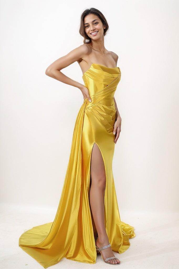 Flattering Scoop Neck Charmeuse Prom Dresses COCOMELODY CS0785 Flattering Scoop Neck Charmeuse Prom Dresses COCOMELODY CS0785