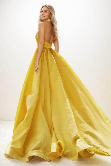 Exquisite Halter Detachable Train Charmeuse Prom Dresses CS0793 - COCOMELODY