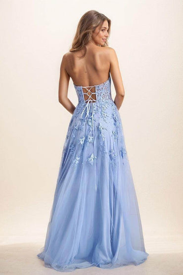 Lace Sweetheart A-Line Sweep Train Tulle Prom Dresses CS0808 - COCOMELODY