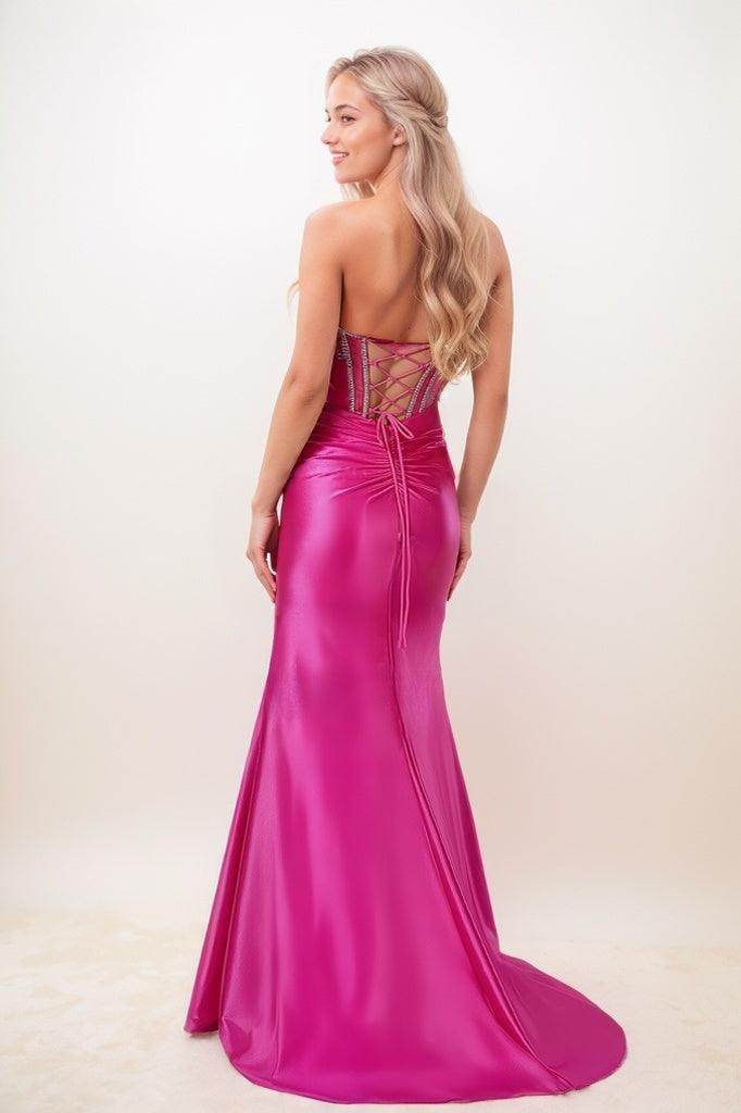 Sparkle Bow Accented Sweetheart Charmeuse Prom Dresses CS0832 - COCOMELODY
