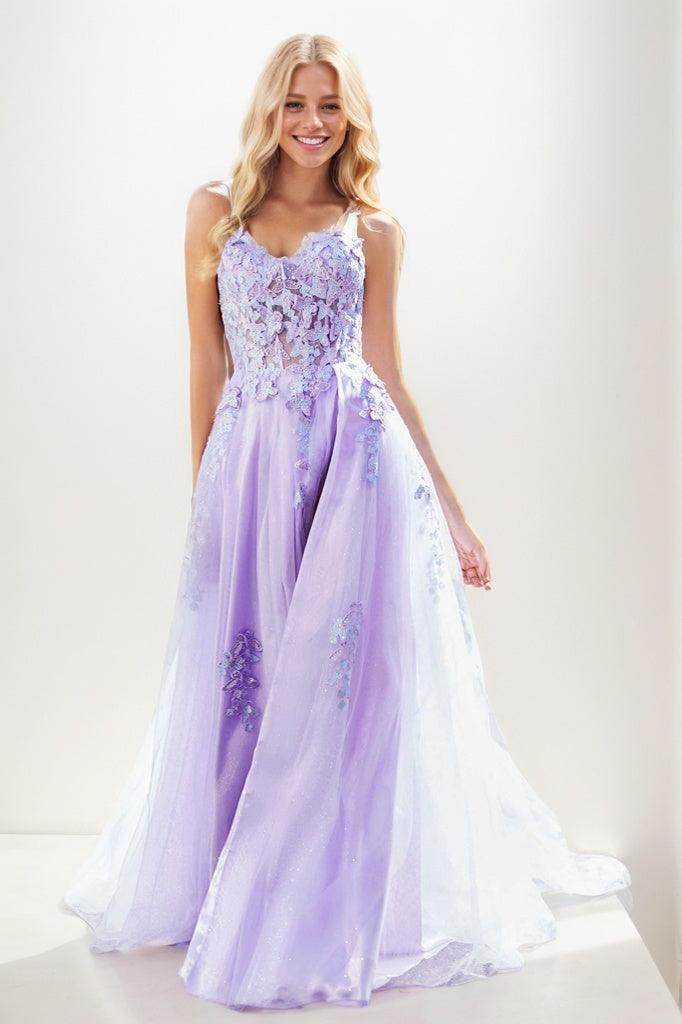Sweetheart Spaghetti Straps Applique A Line Tulle Prom Dresses CS0943 - COCOMELODY