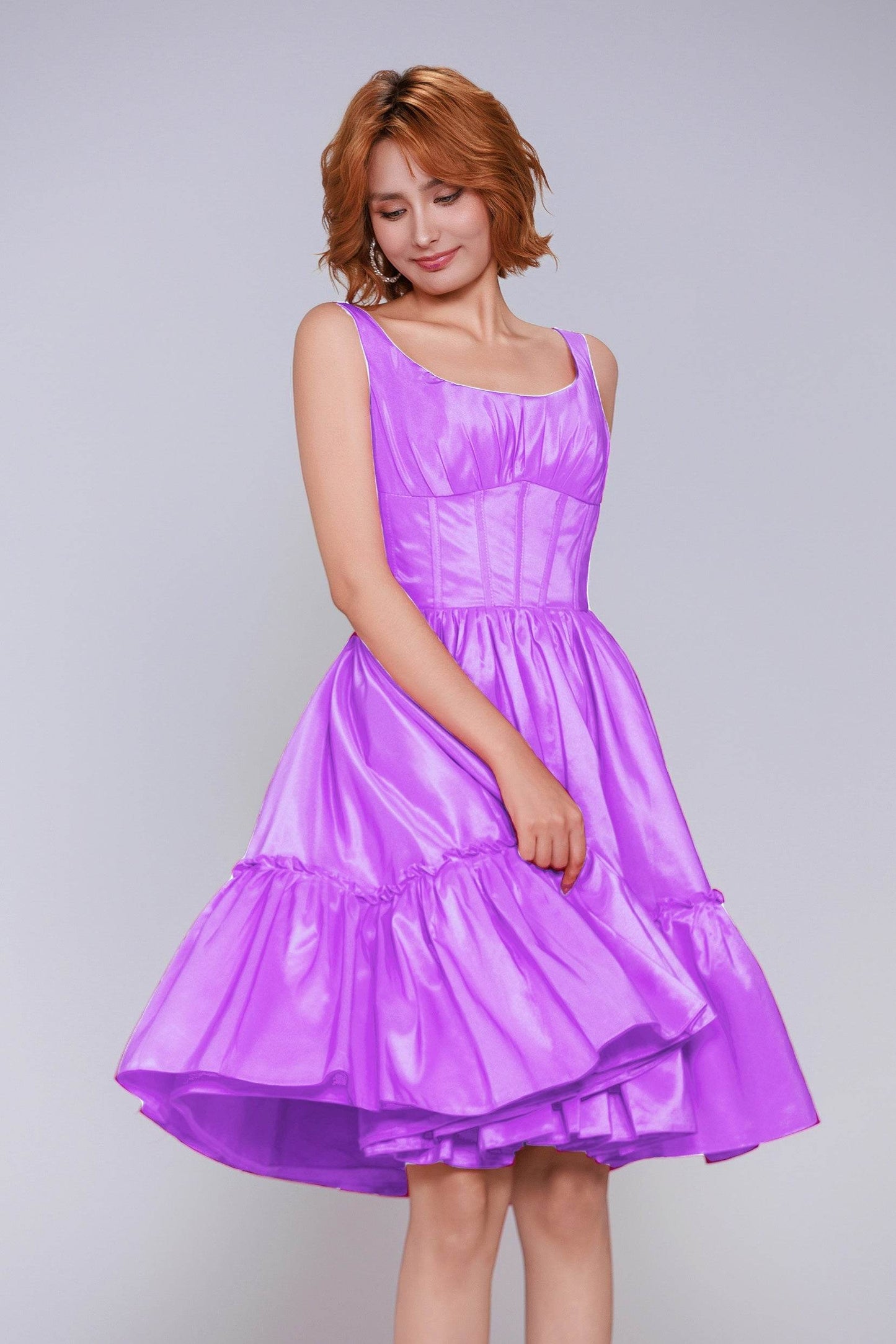 A-Line Mini Taffeta Homecoming Dress CS0952 - COCOMELODY