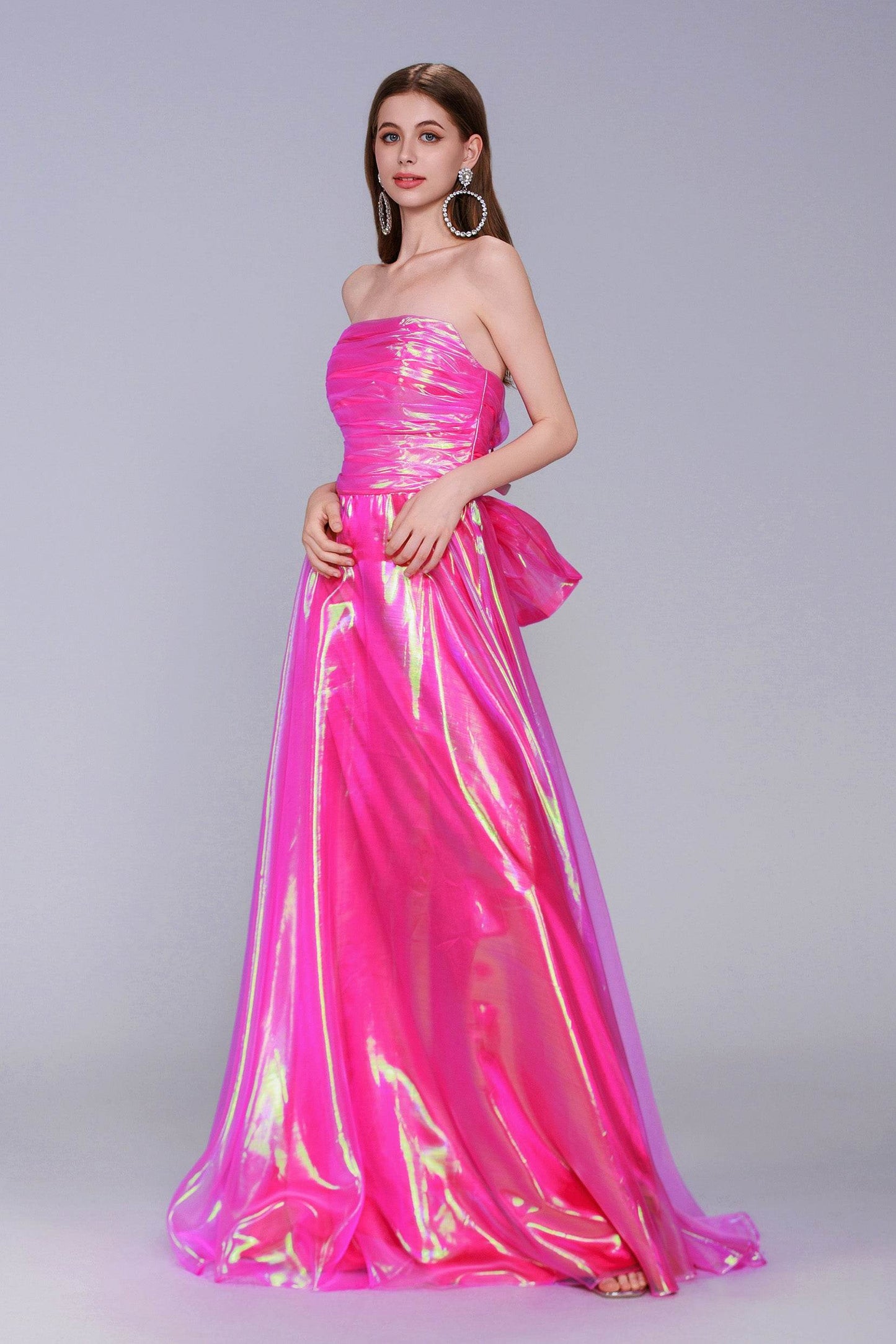 A-Line Sweep-Brush Train Organza Prom Dress CS0954 - COCOMELODY