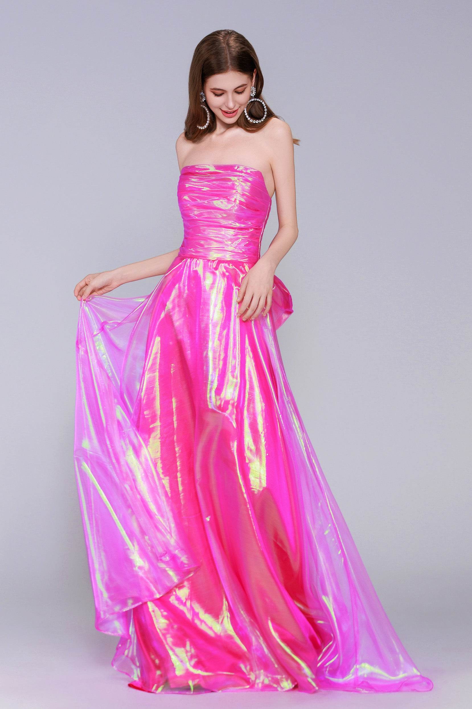 A-Line Sweep-Brush Train Organza Unique Prom Dresses COCOMELODY CS0954, Purple A-Line Sweep-Brush Train Organza Unique Prom Dresses COCOMELODY CS0954, Purple