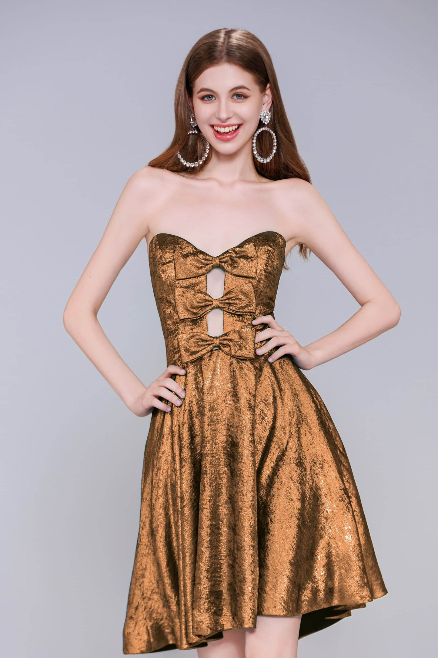A-Line Mini Metallic Homecoming Dress CS0960 - COCOMELODY