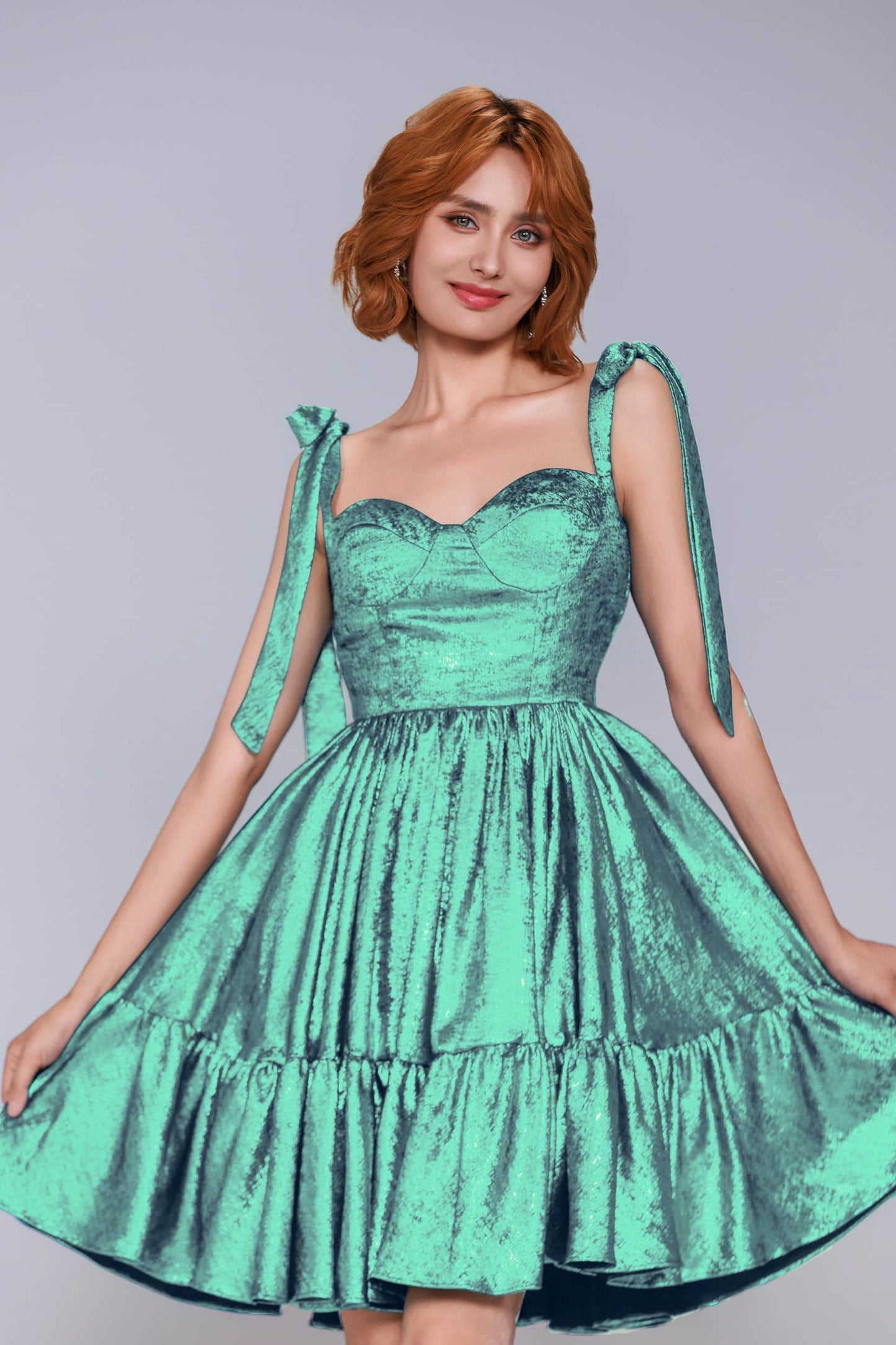 A-Line Mini Metallic Homecoming Dress CS0961 - COCOMELODY