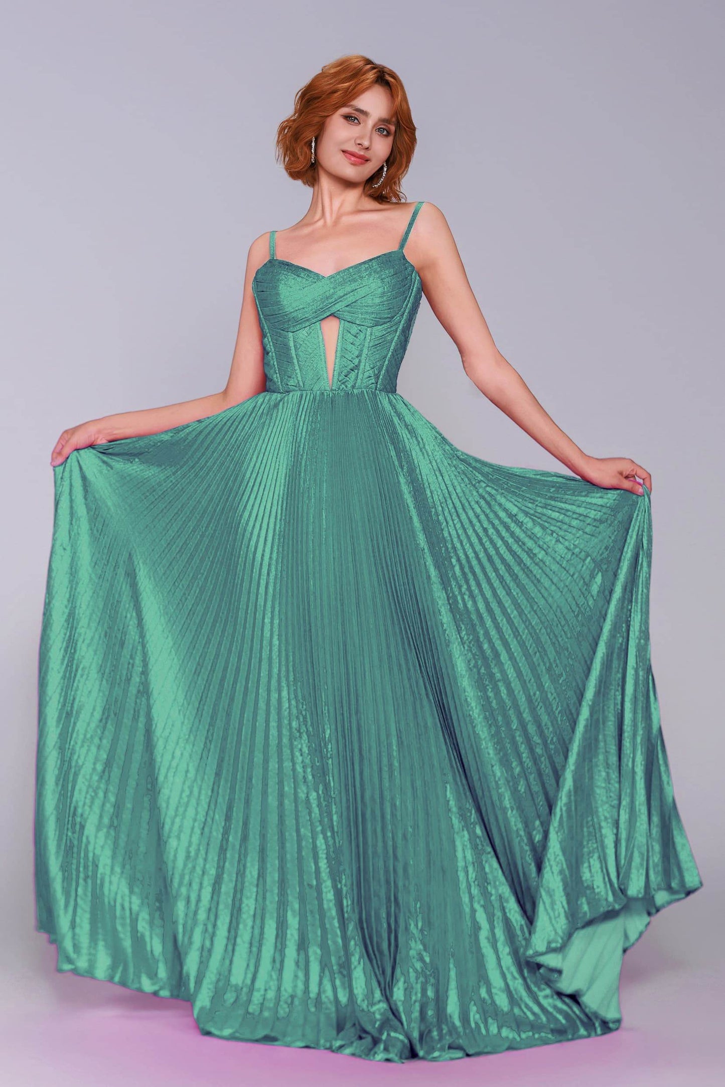 A-Line Maxi Metallic Prom Dress CS0963 - COCOMELODY