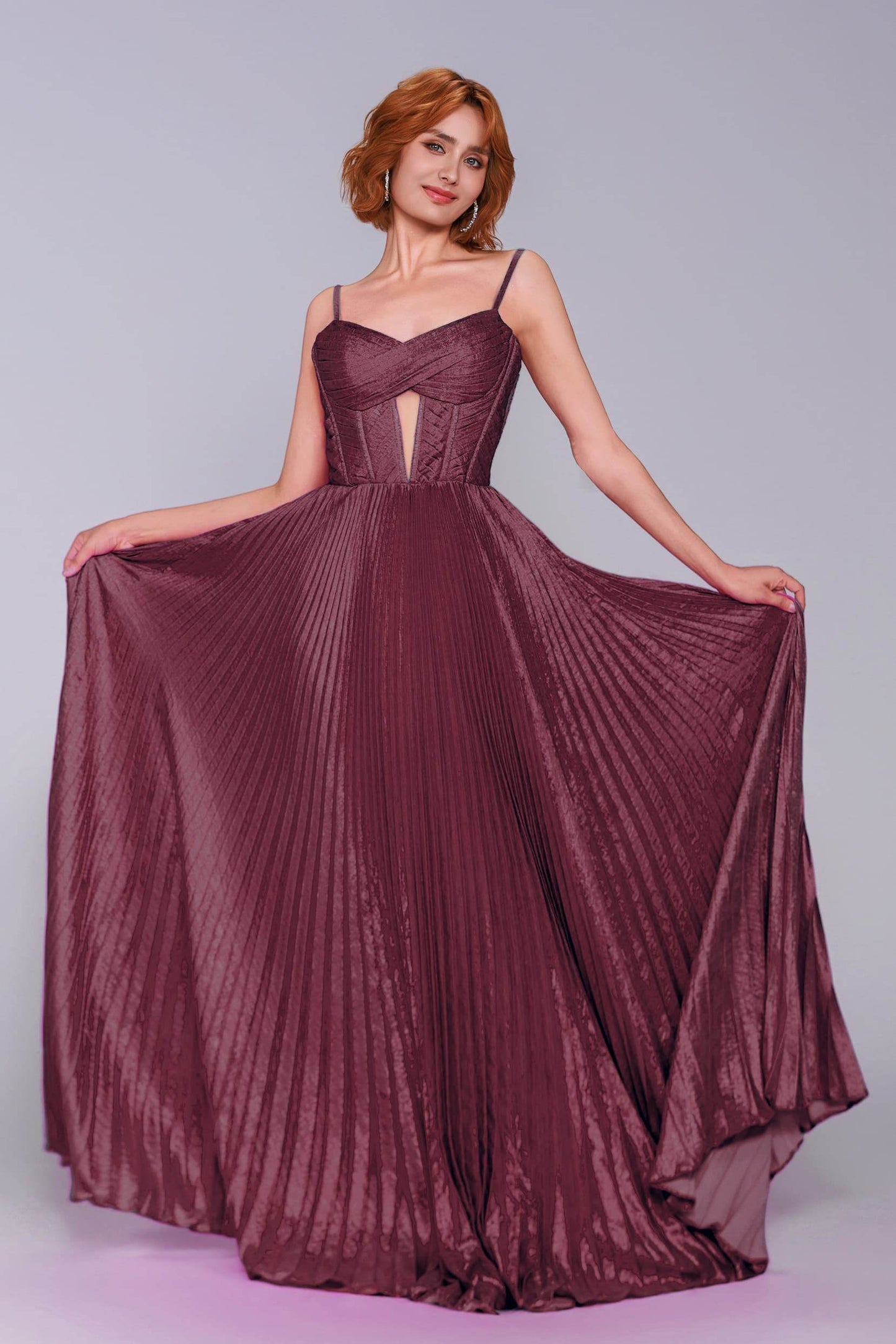 A-Line Maxi Metallic Prom Dress CS0963 - COCOMELODY