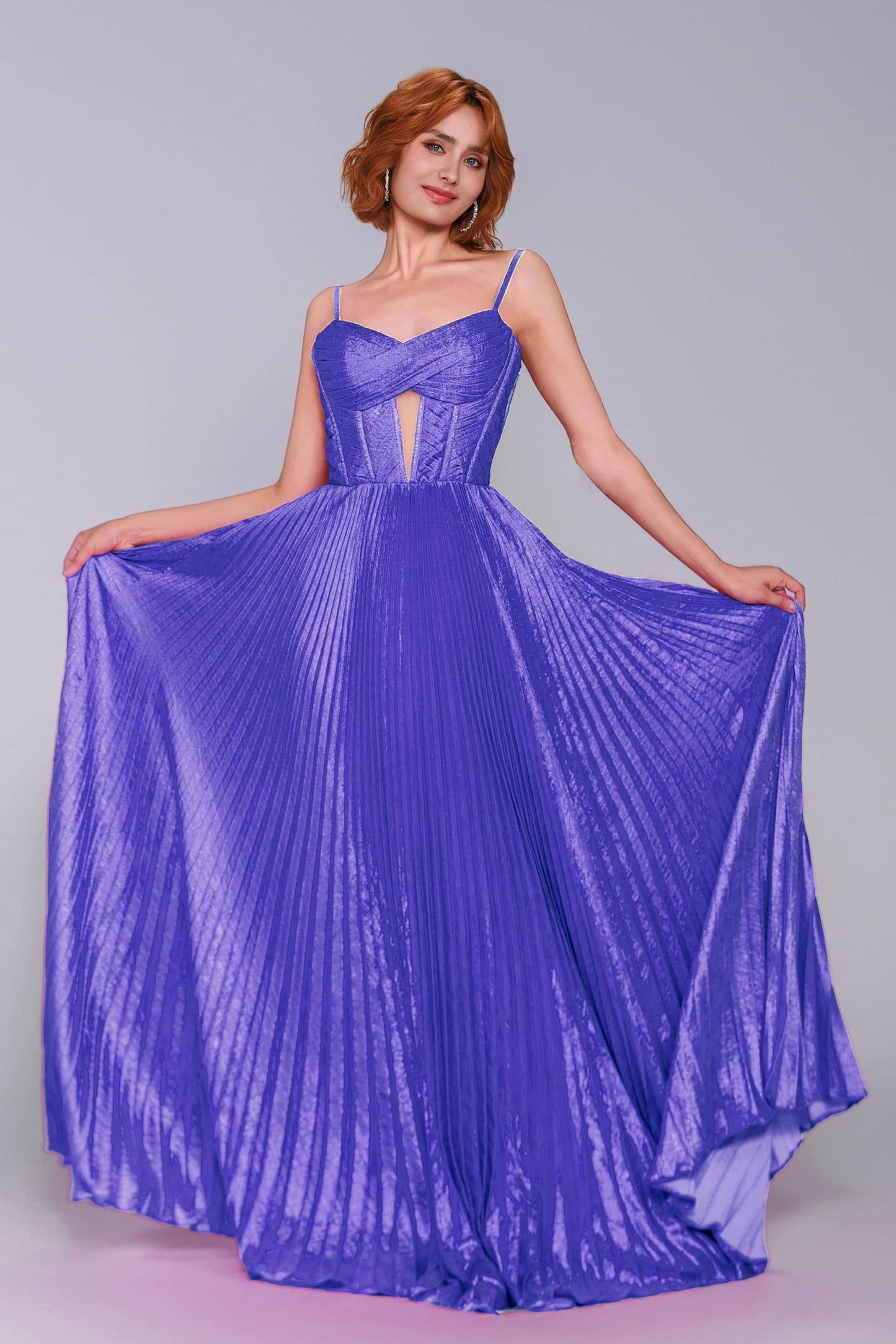 A-Line Maxi Metallic Prom Dress CS0963 - COCOMELODY