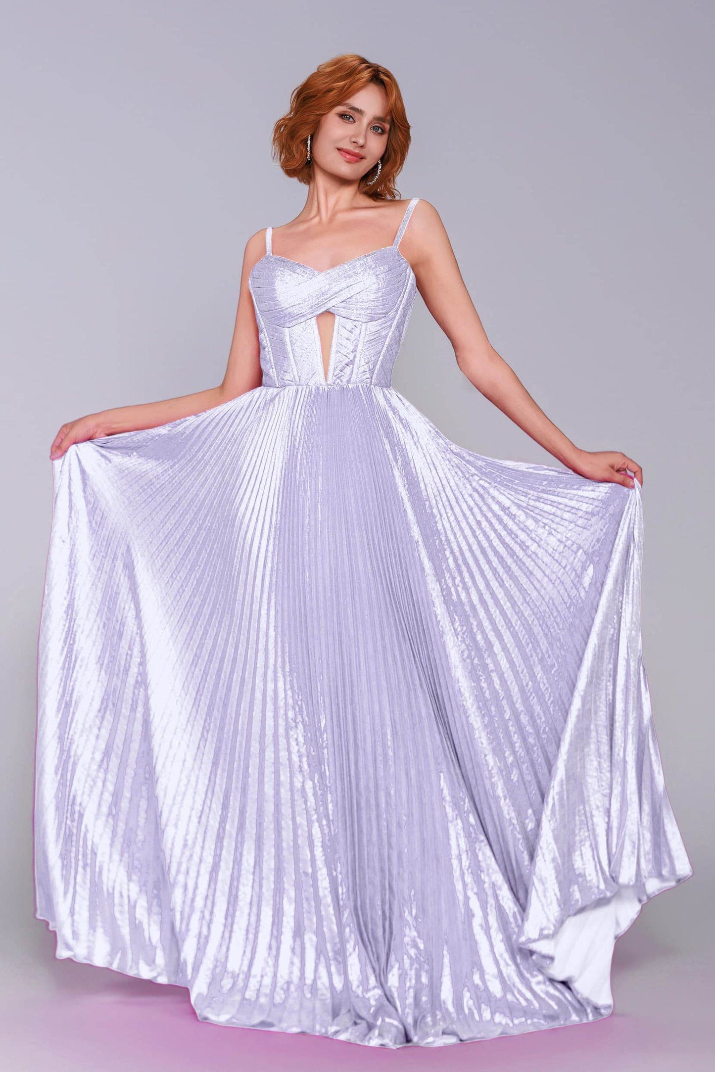 A-Line Maxi Metallic Prom Dress CS0963 - COCOMELODY