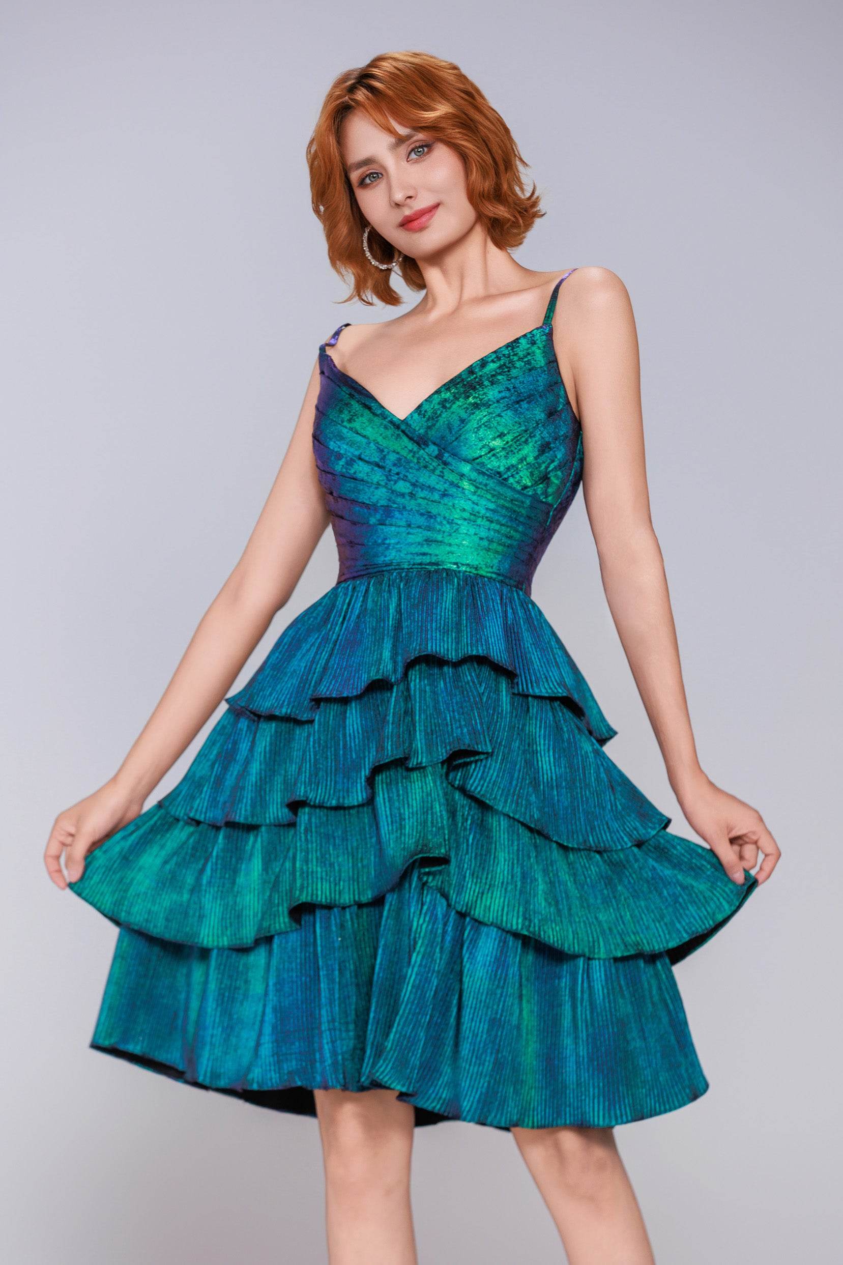Ball Gown Mini Metallic Homecoming Dress COCOMELODY CS0964, Grey