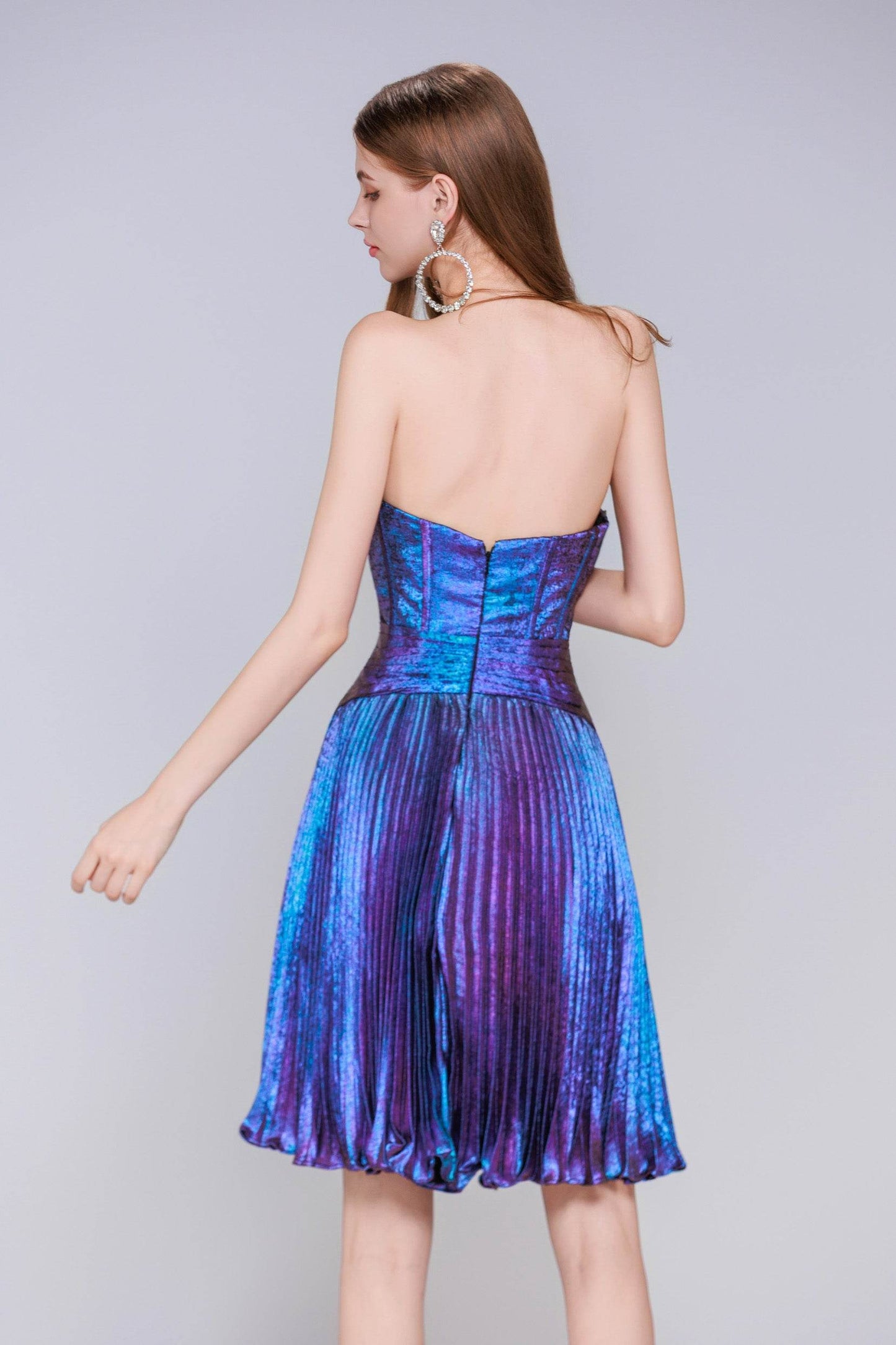 A-Line Mini Metallic Homecoming Dress CS0965 - COCOMELODY