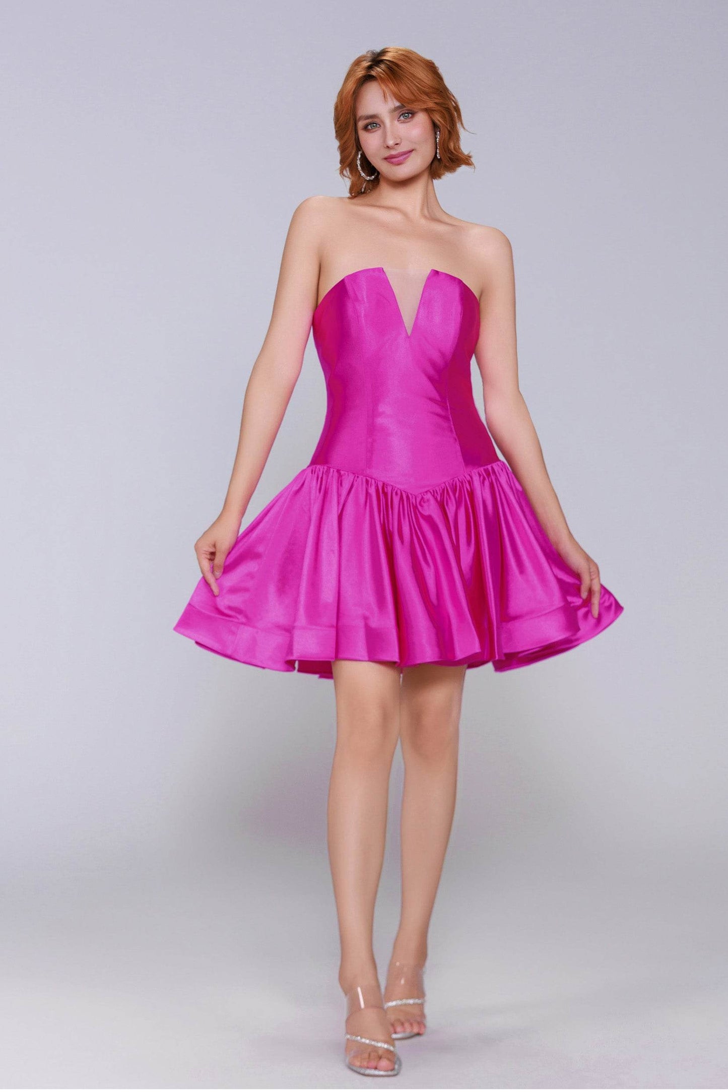 A-Line Mini Stretch Satin Homecoming Dress CS0973 - COCOMELODY