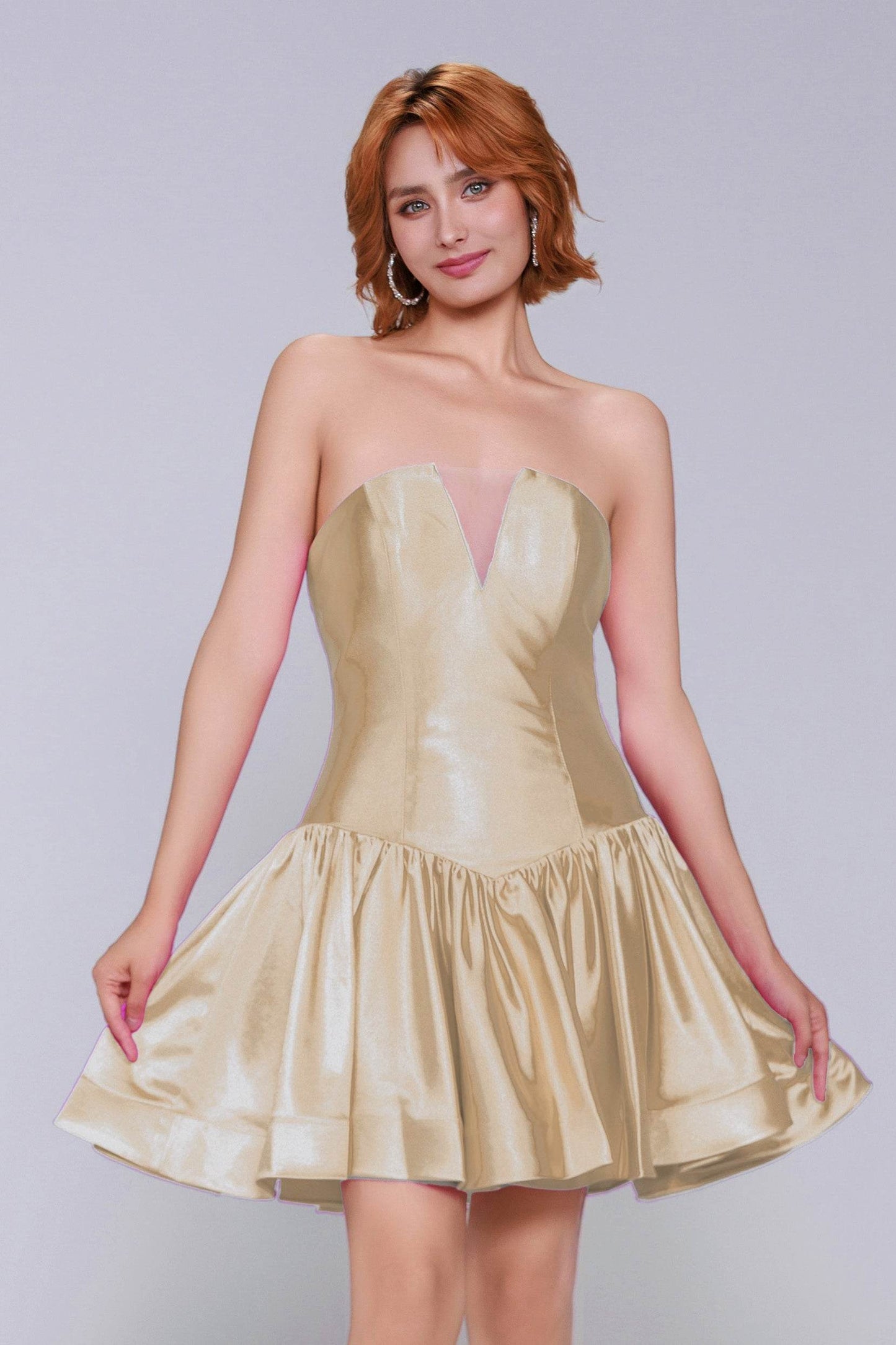 A-Line Mini Stretch Satin Homecoming Dress CS0973 - COCOMELODY