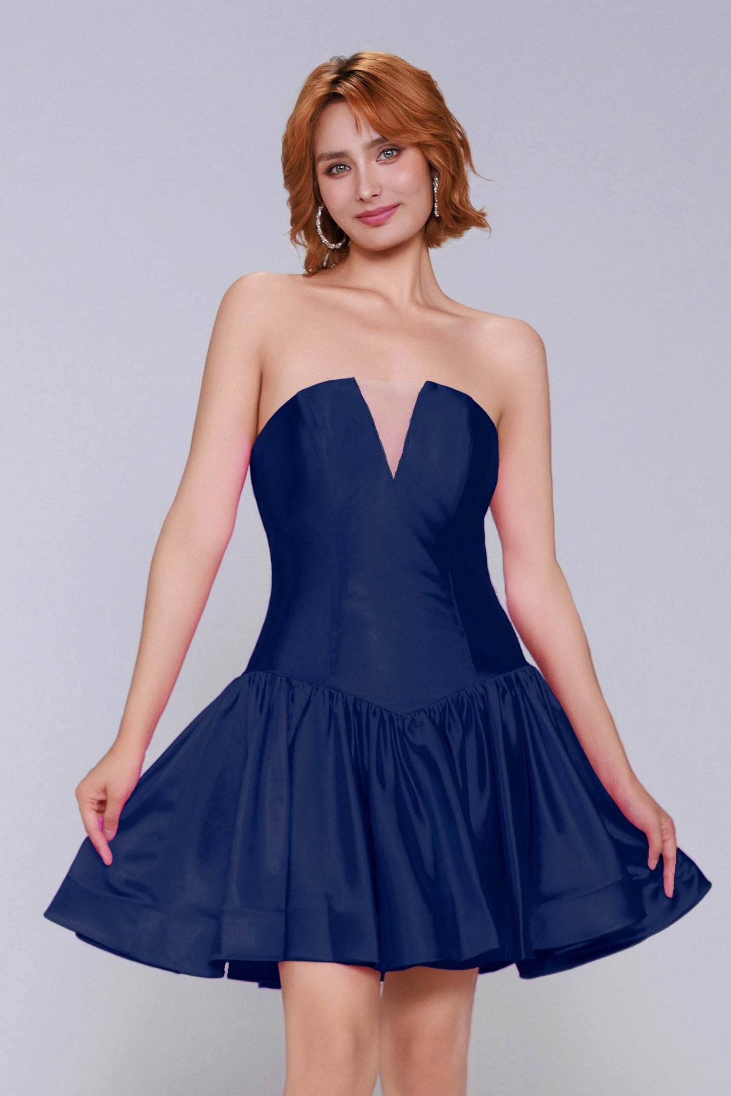 A-Line Mini Stretch Satin Homecoming Dress CS0973 - COCOMELODY