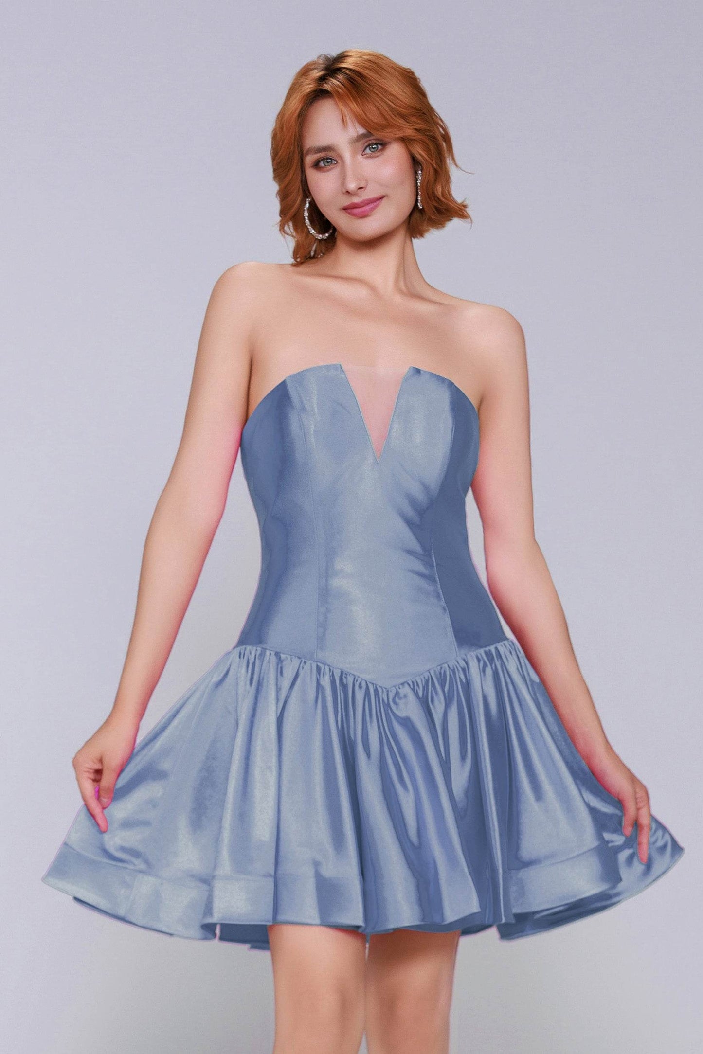 A-Line Mini Stretch Satin Homecoming Dress CS0973 - COCOMELODY