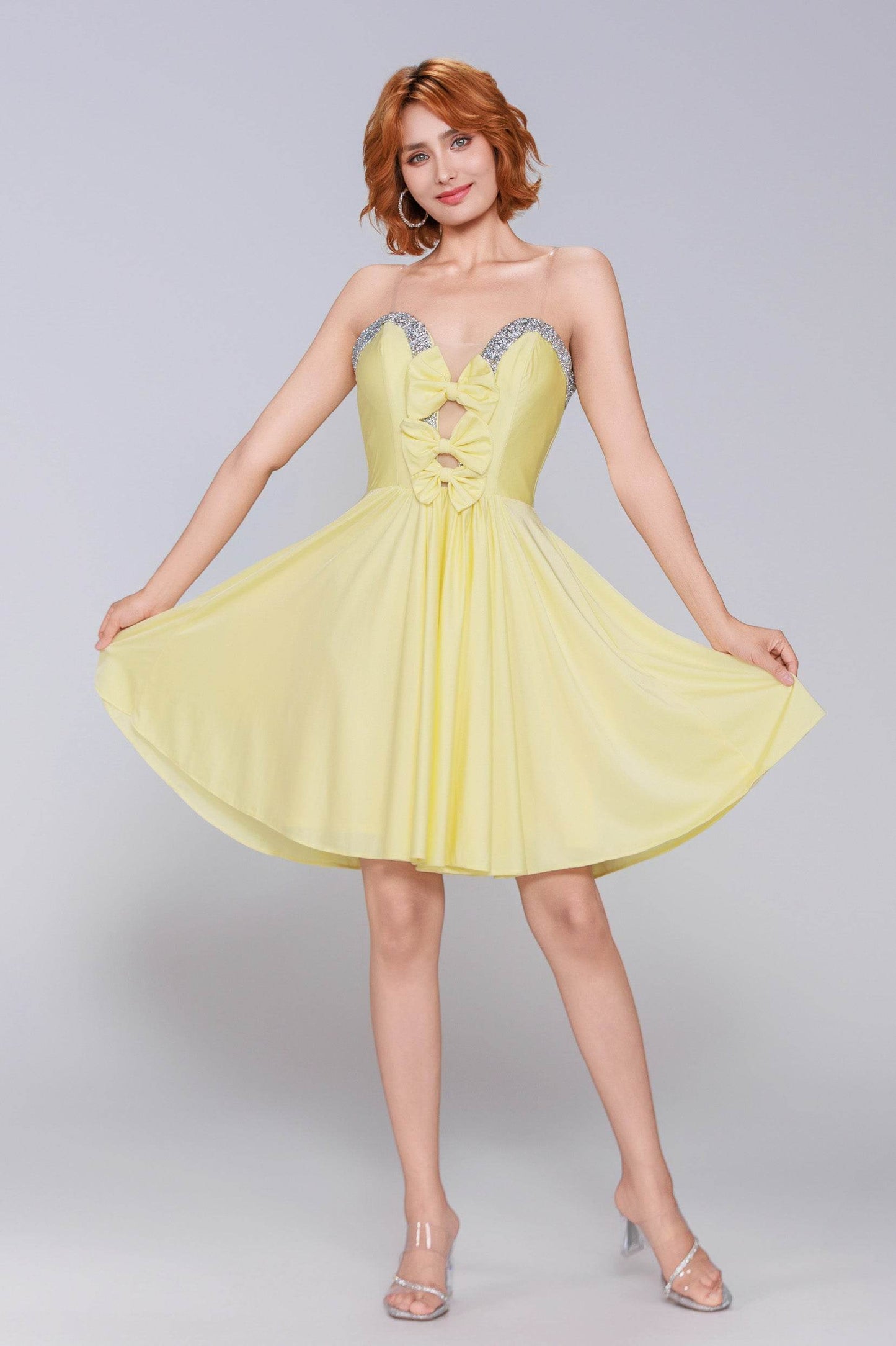 A-Line Mini Stretch Crepe Homecoming Dress CS0980 - COCOMELODY