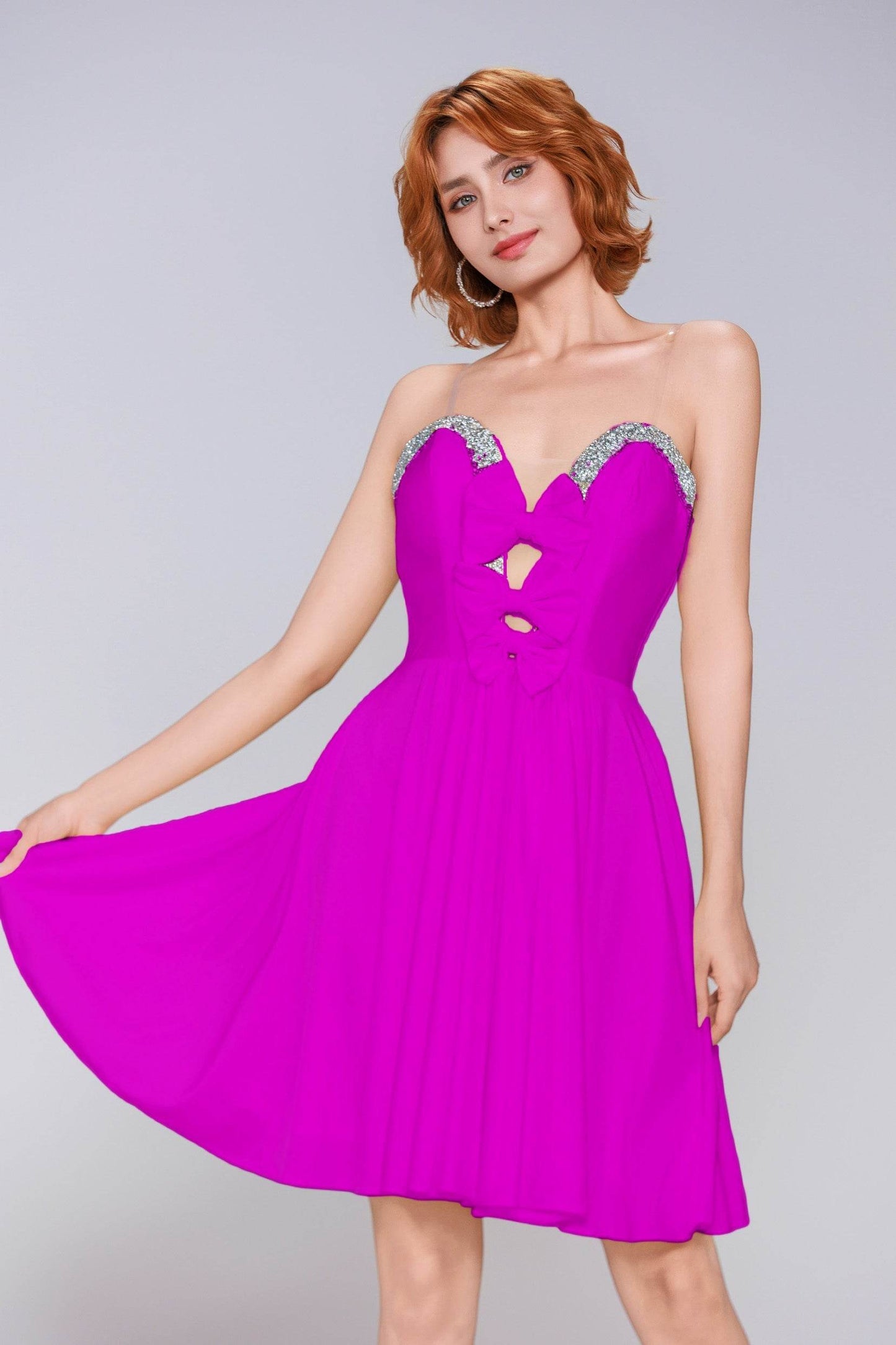 A-Line Mini Stretch Crepe Homecoming Dress CS0980 - COCOMELODY
