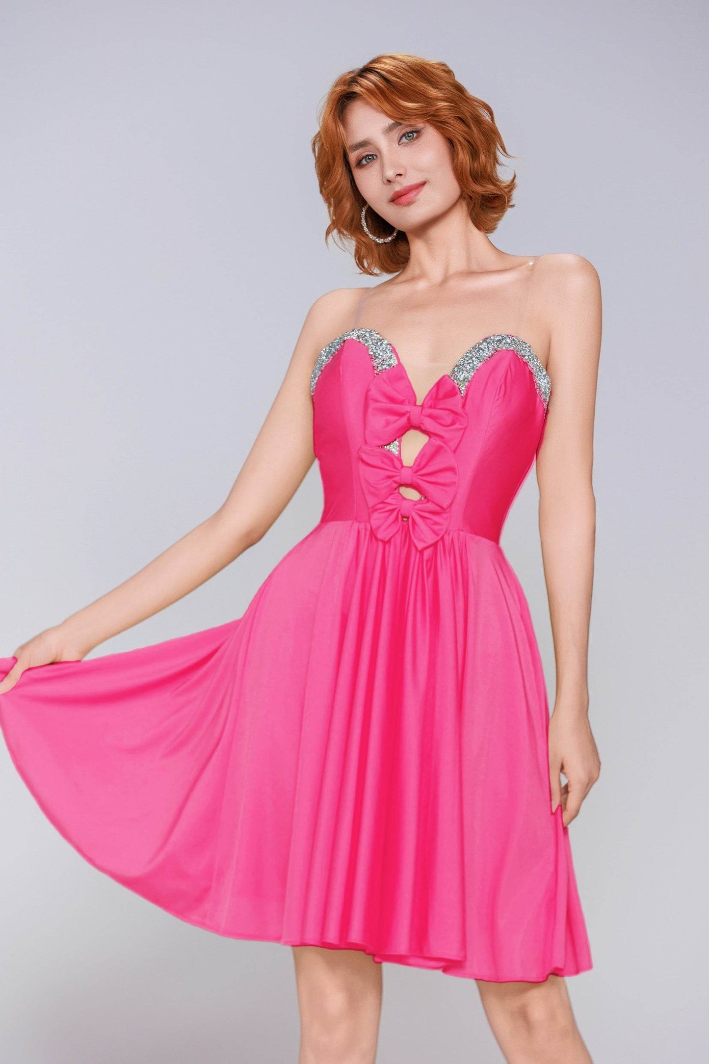 A-Line Mini Stretch Crepe Homecoming Dress CS0980 - COCOMELODY