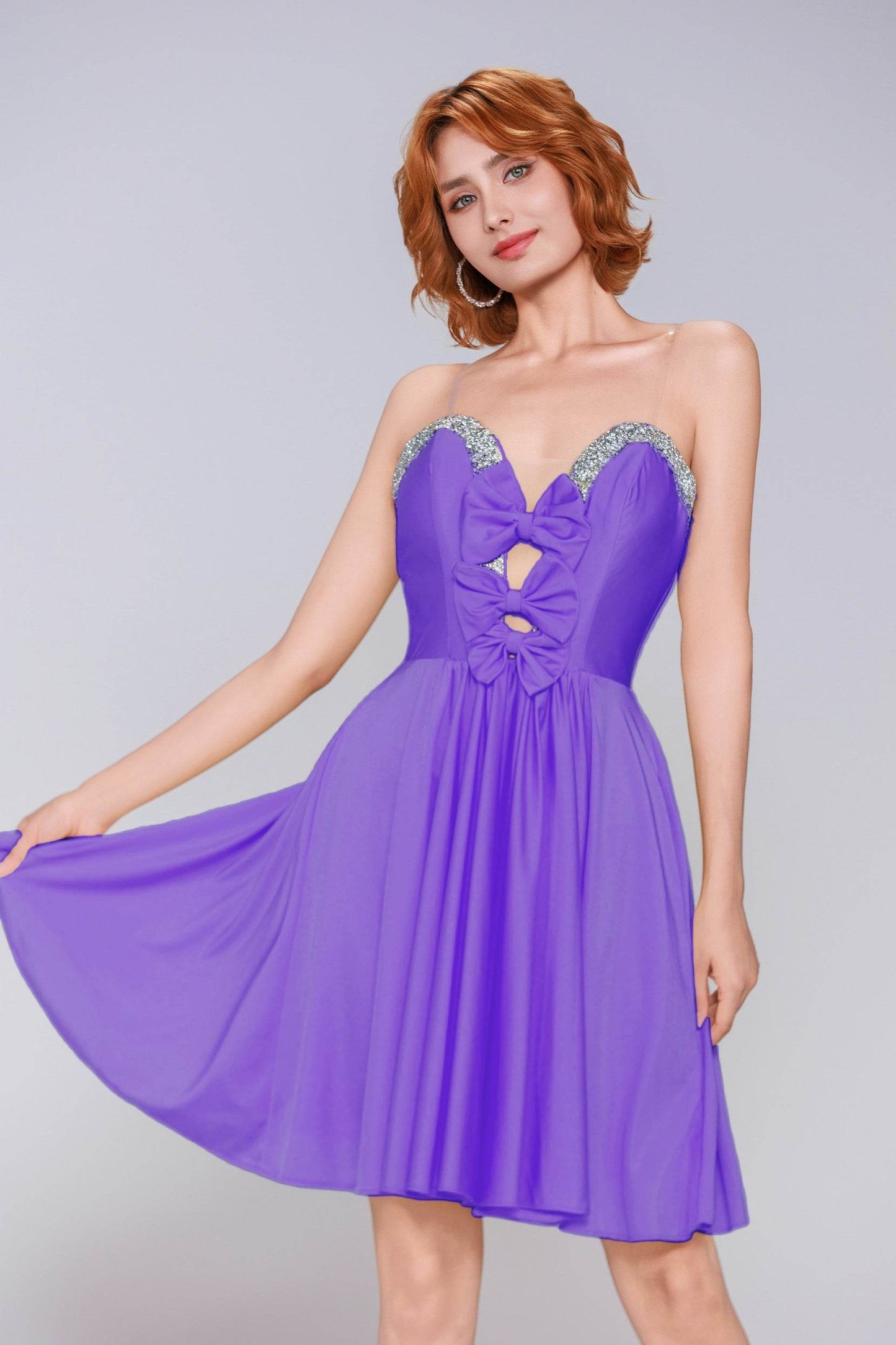 A-Line Mini Stretch Crepe Homecoming Dress CS0980 - COCOMELODY