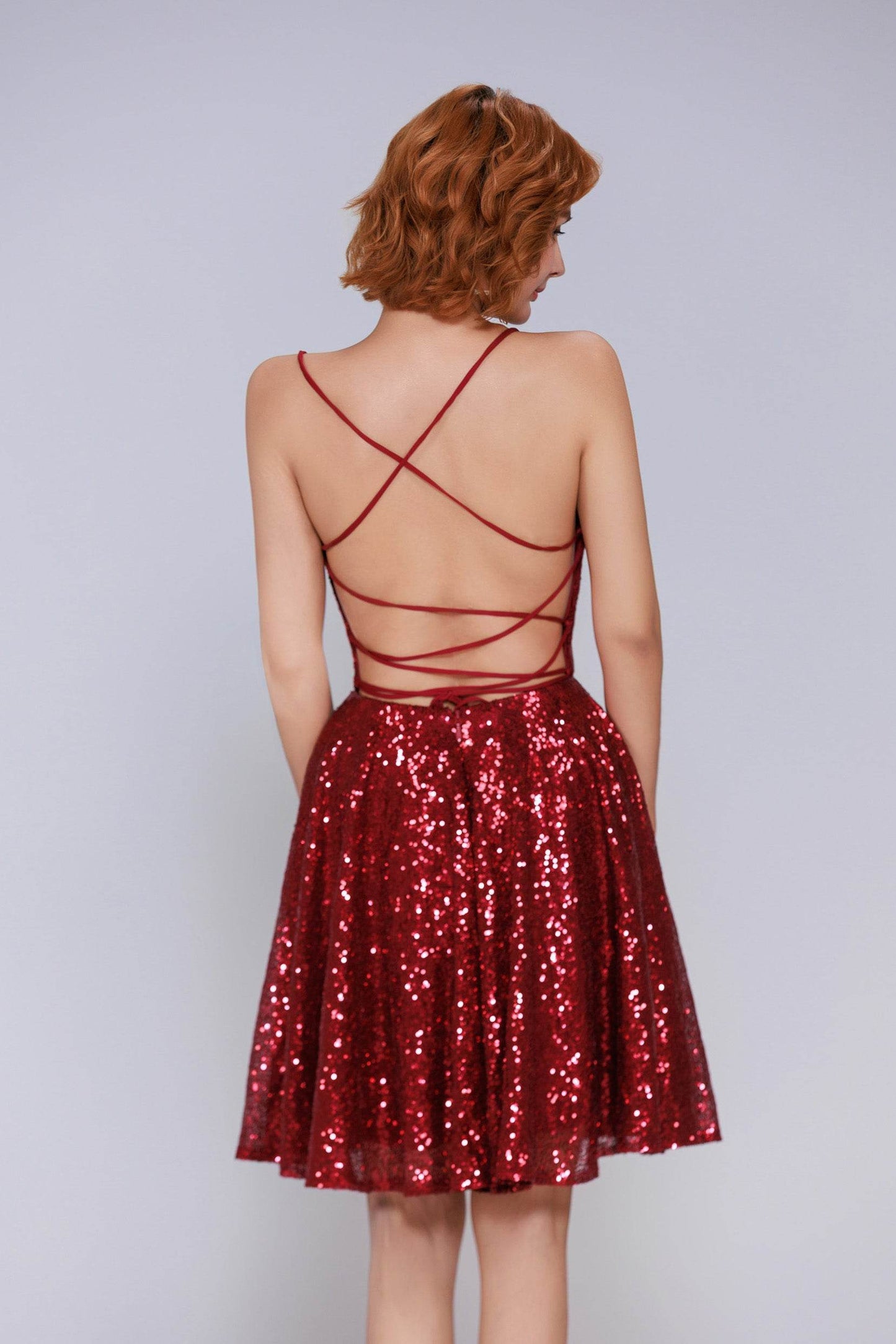 A-Line Mini Sequined Homecoming Dress CS0983IS - COCOMELODY