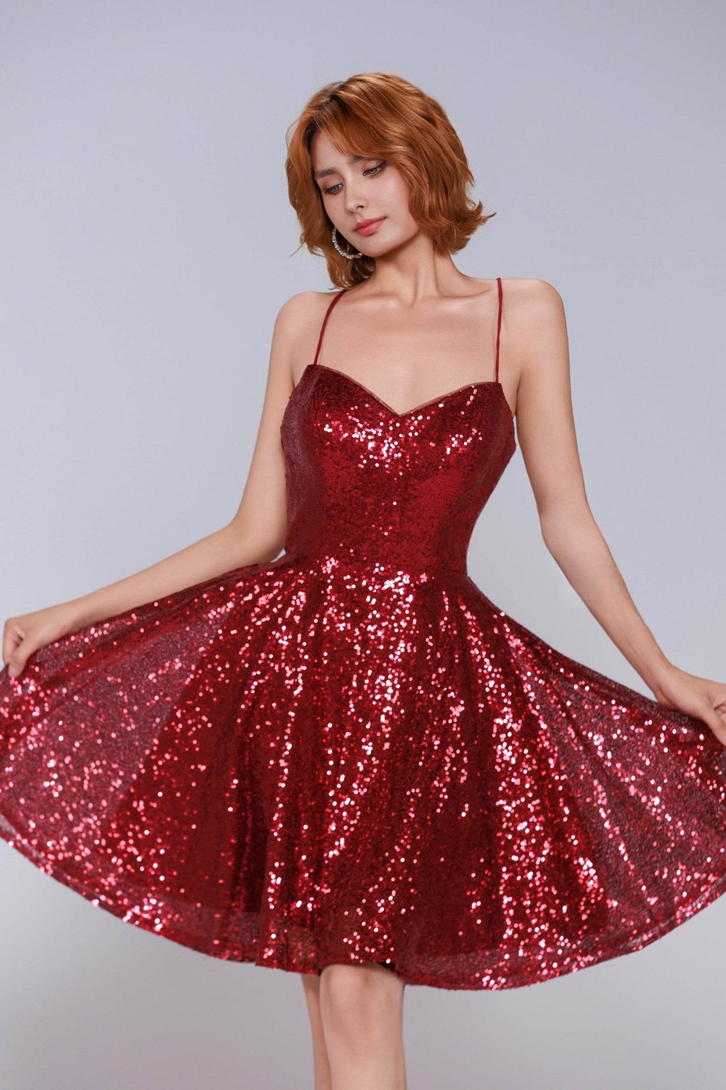 A-Line Mini Sequined Homecoming Dress CS0983IS - COCOMELODY