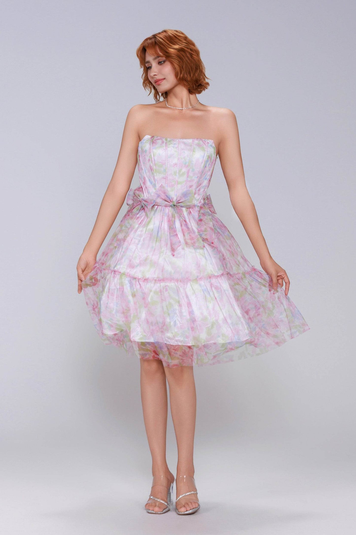 A-Line Mini Printed Gauze Homecoming Dress CS0986 - COCOMELODY