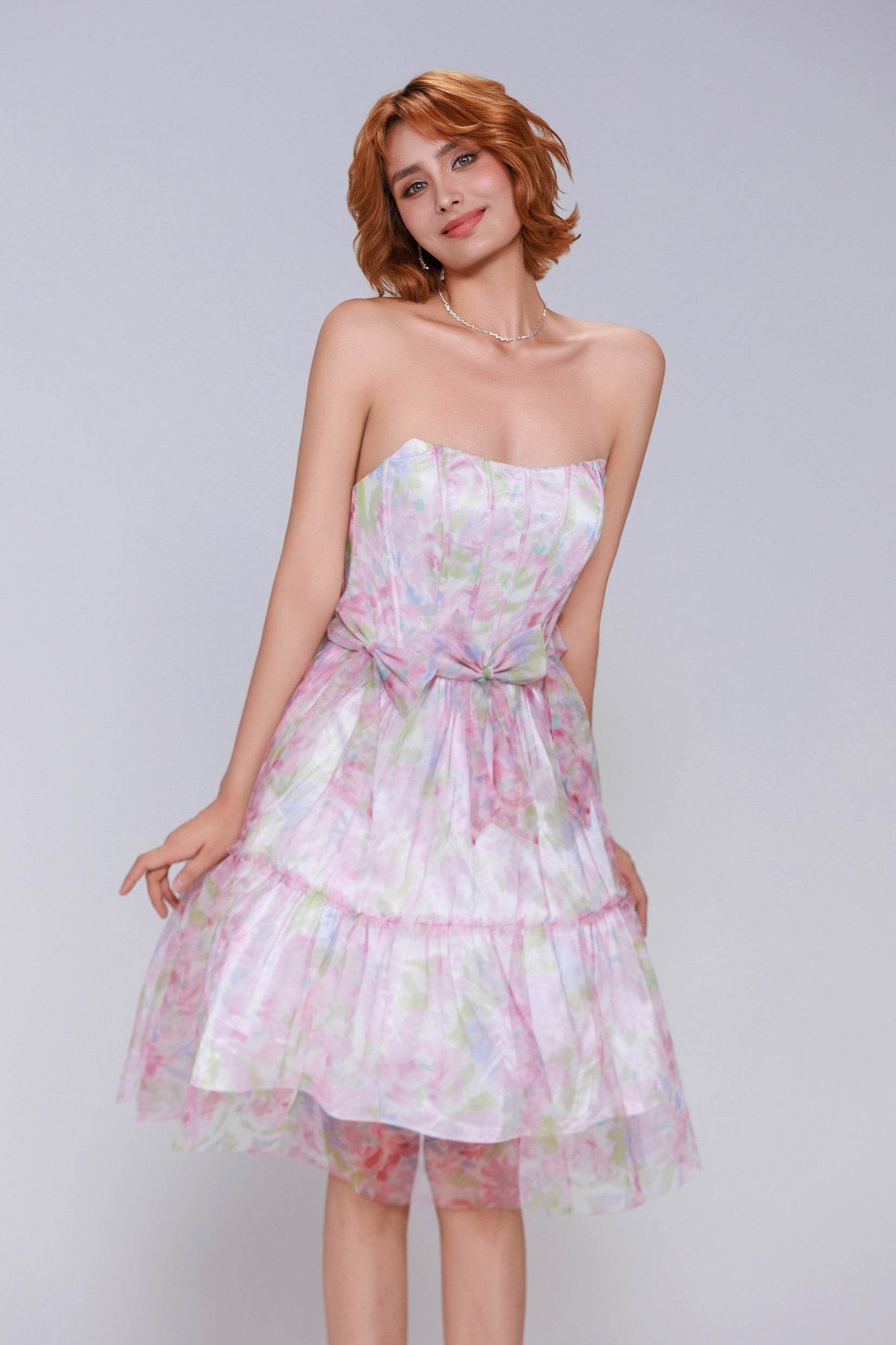 A-Line Mini Printed Gauze Homecoming Dress CS0986 - COCOMELODY