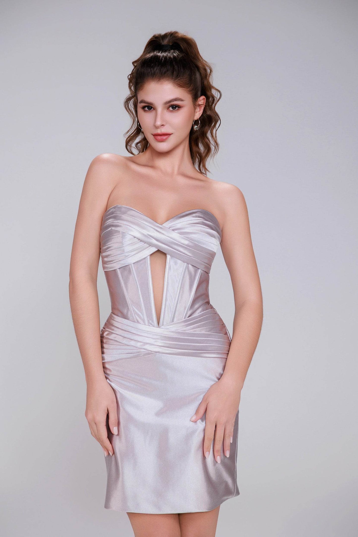 Sheath-Column Mini Stretch Satin Homecoming Dress CS0991 - COCOMELODY