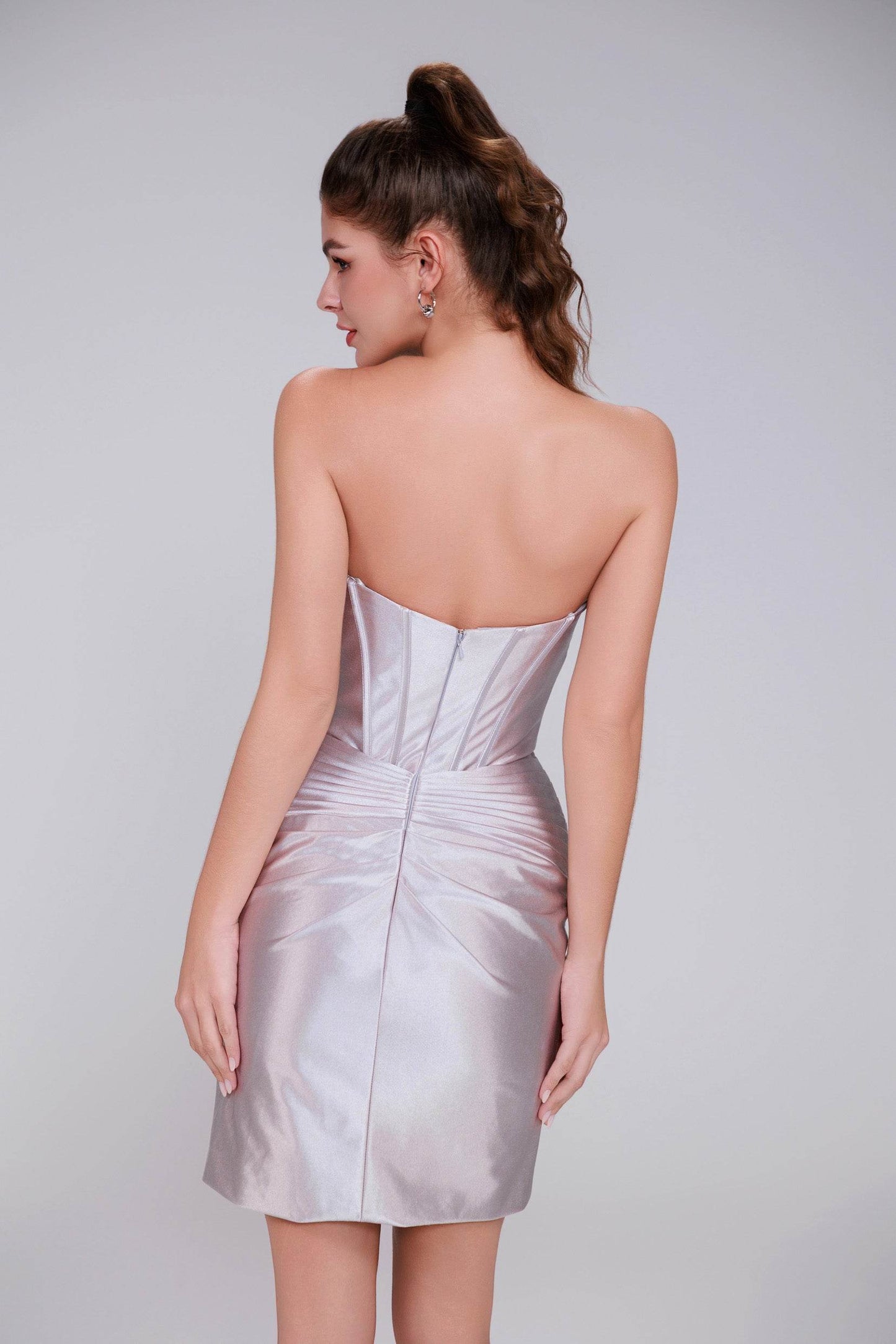 Sheath-Column Mini Stretch Satin Homecoming Dress CS0991 - COCOMELODY