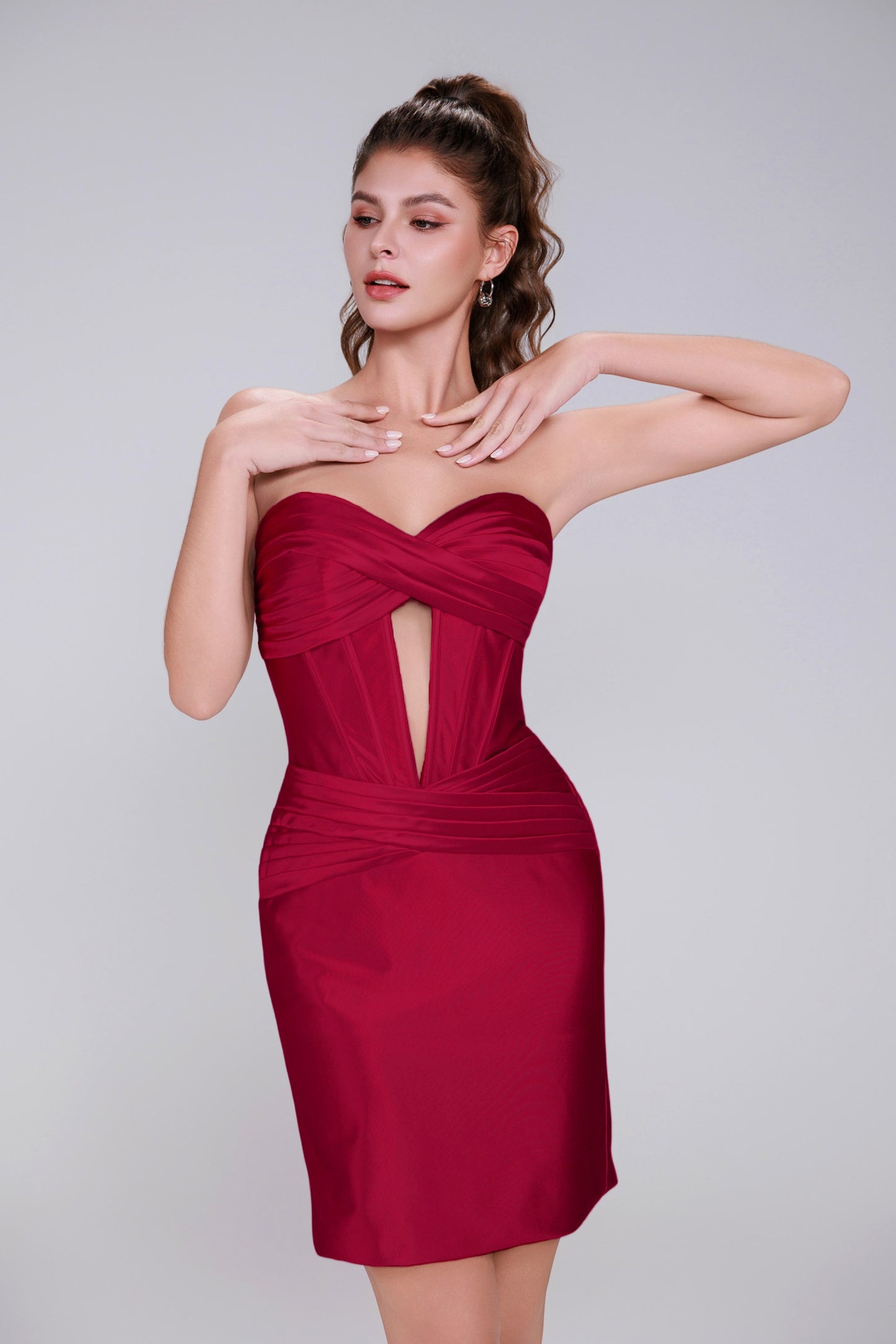 Sheath-Column Mini Stretch Satin Homecoming Dress CS0991