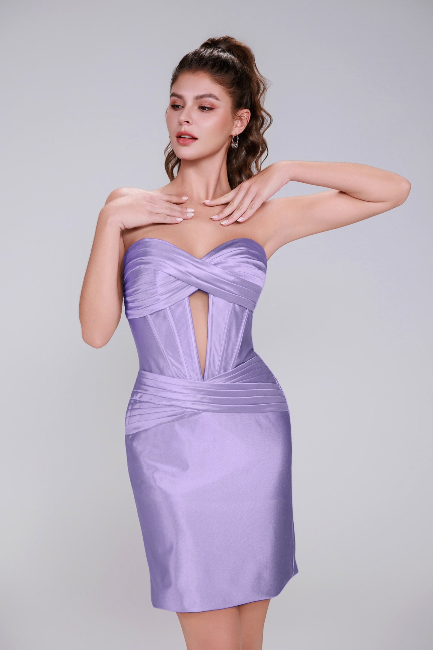 Sheath-Column Mini Stretch Satin Homecoming Dress CS0991