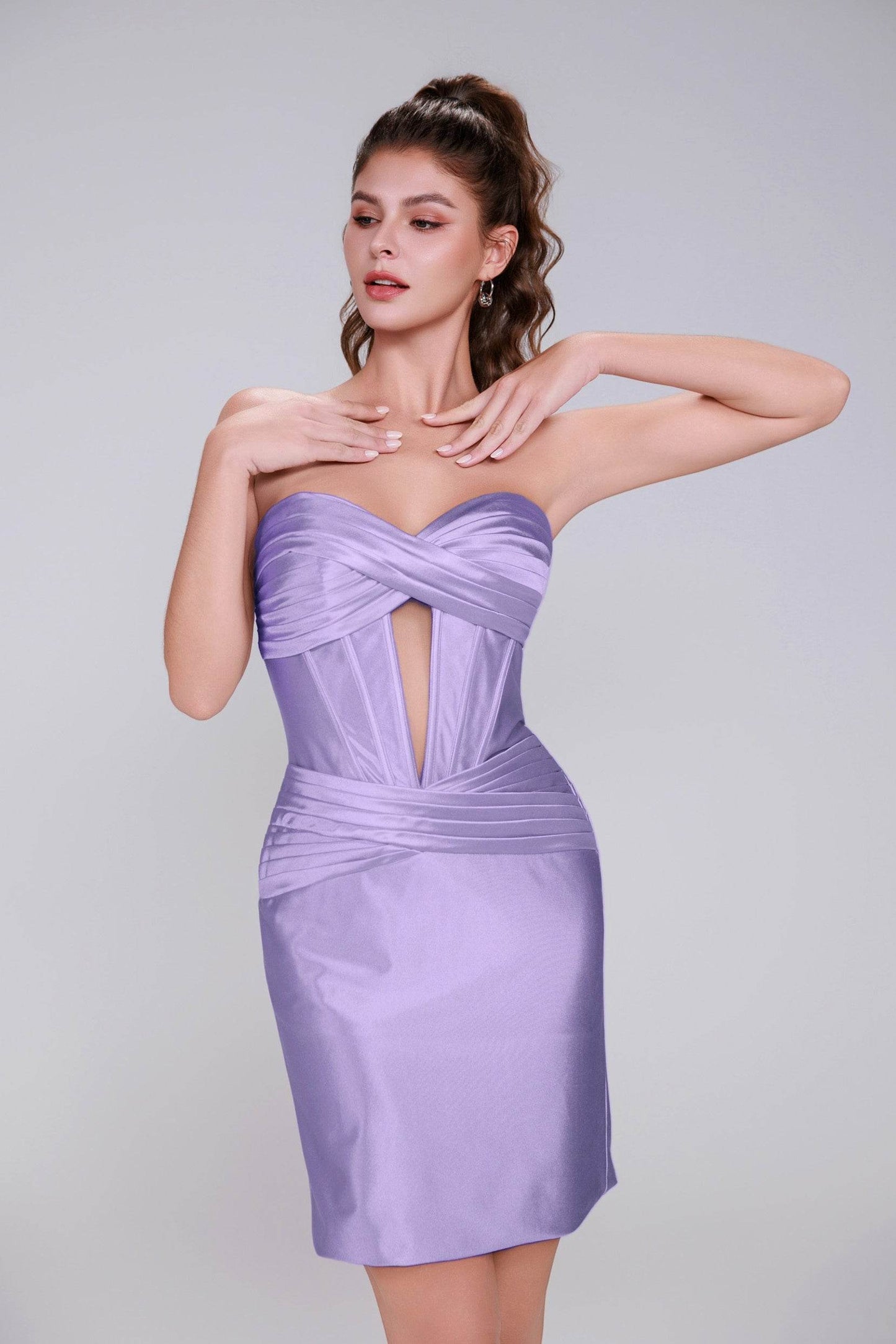 Sheath-Column Mini Stretch Satin Homecoming Dress CS0991 - COCOMELODY