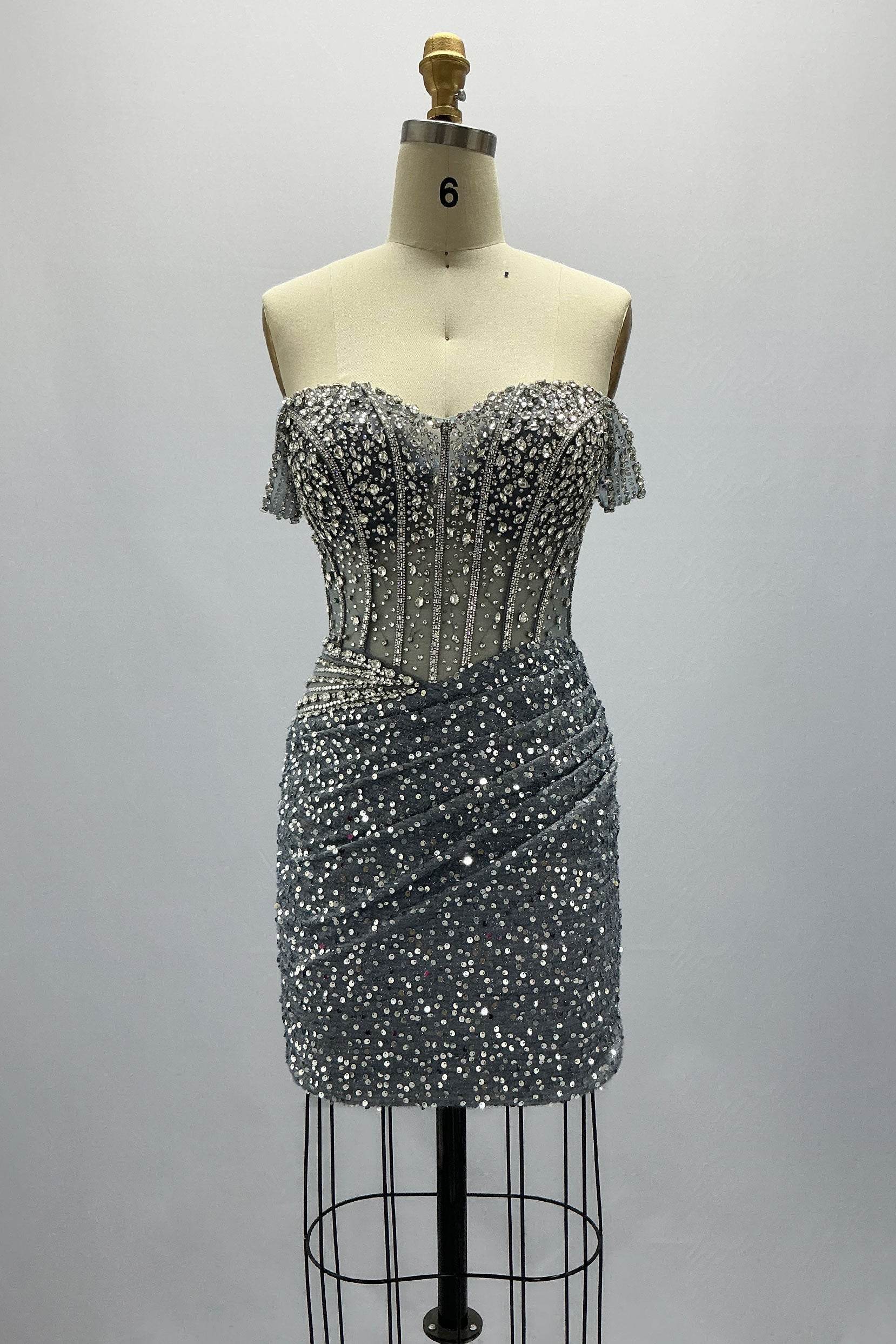 Sheath-Column Mini Sequined Homecoming Dress CS0996 - COCOMELODY