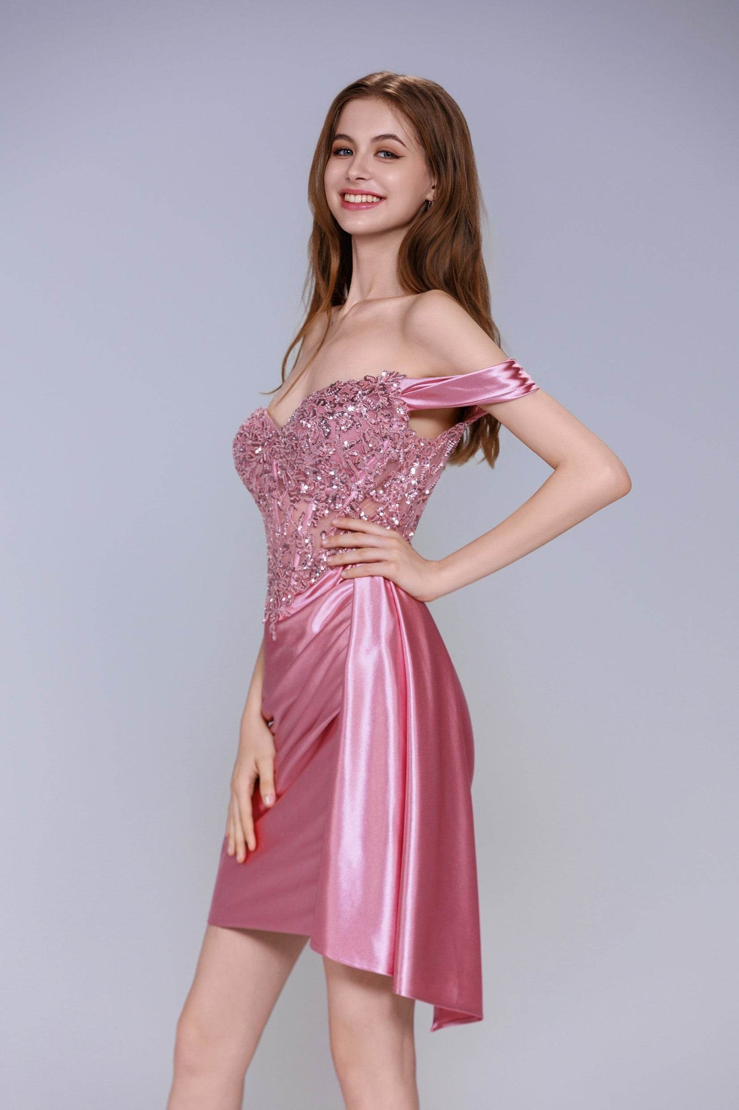 Sheath-Column Mini Stretch Satin Homecoming Dress CS1006 - COCOMELODY