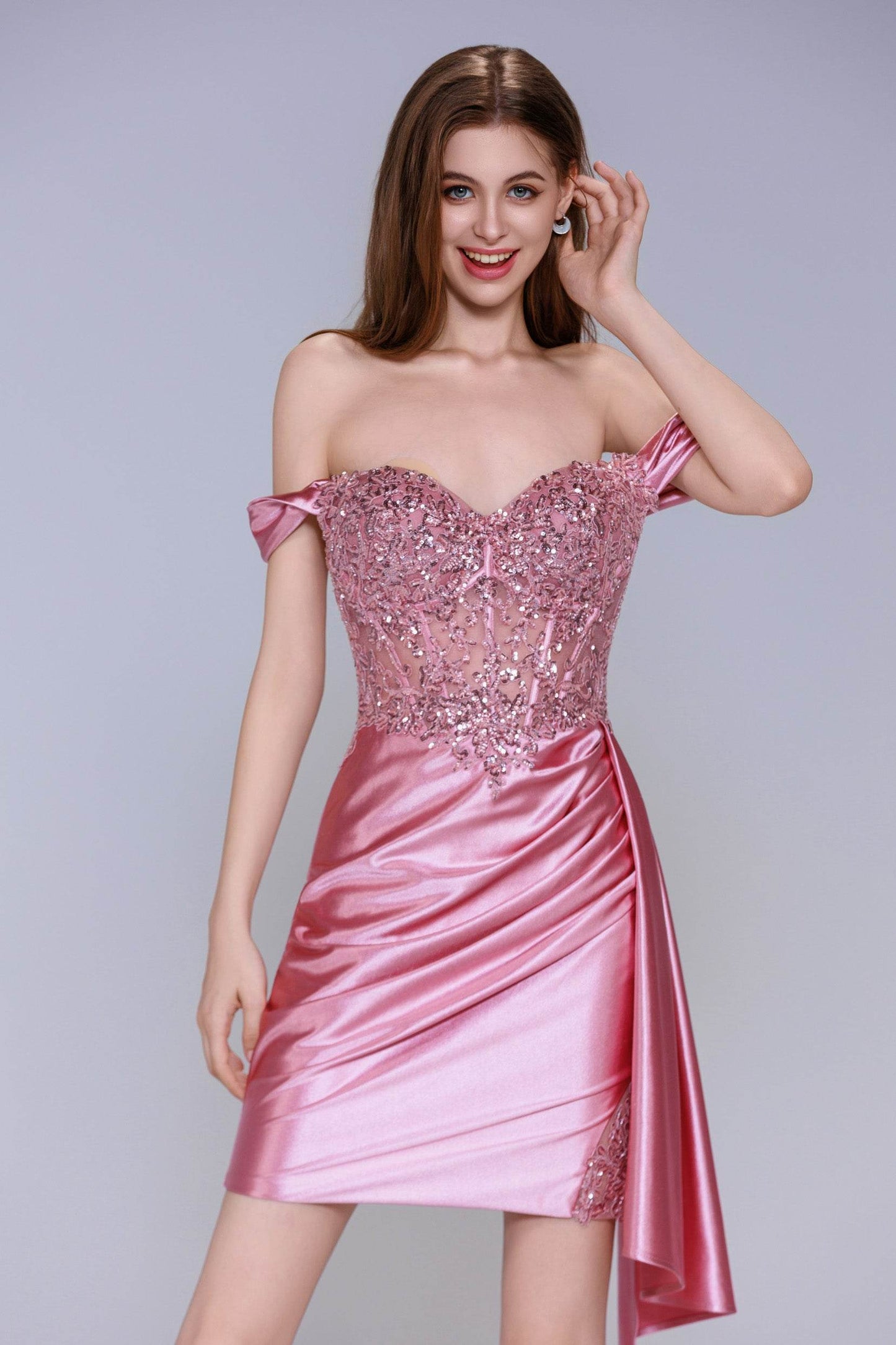 Sheath-Column Mini Stretch Satin Homecoming Dress CS1006 - COCOMELODY