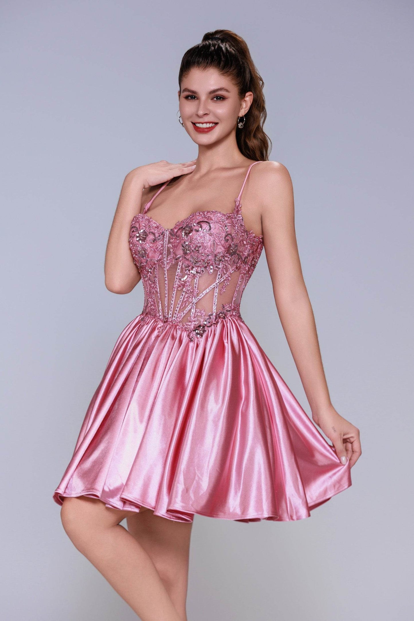 A-Line Mini Stretch Satin Homecoming Dress CS1007 - COCOMELODY