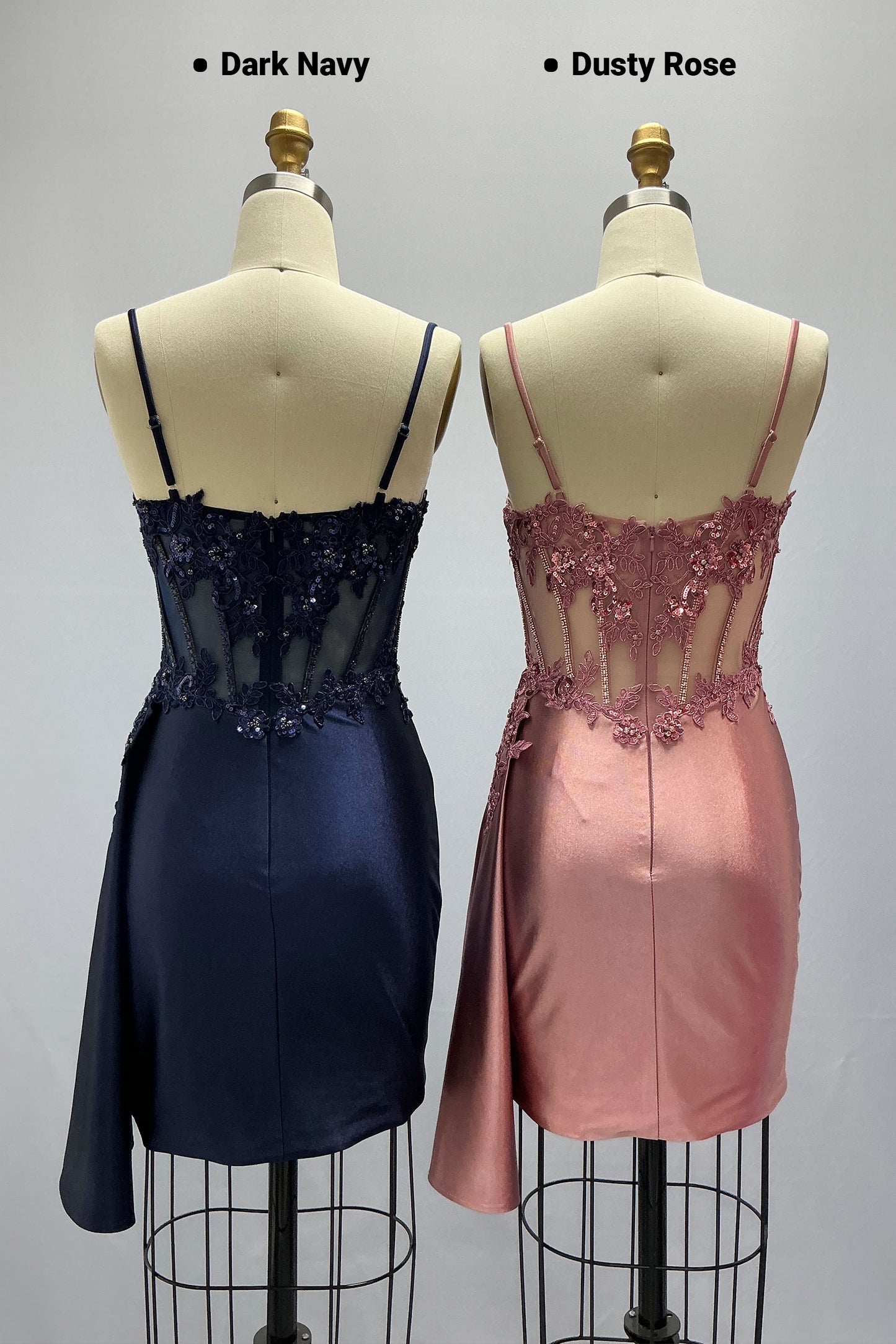 Sheath-Column Mini Stretch Satin Homecoming Dress CS1012