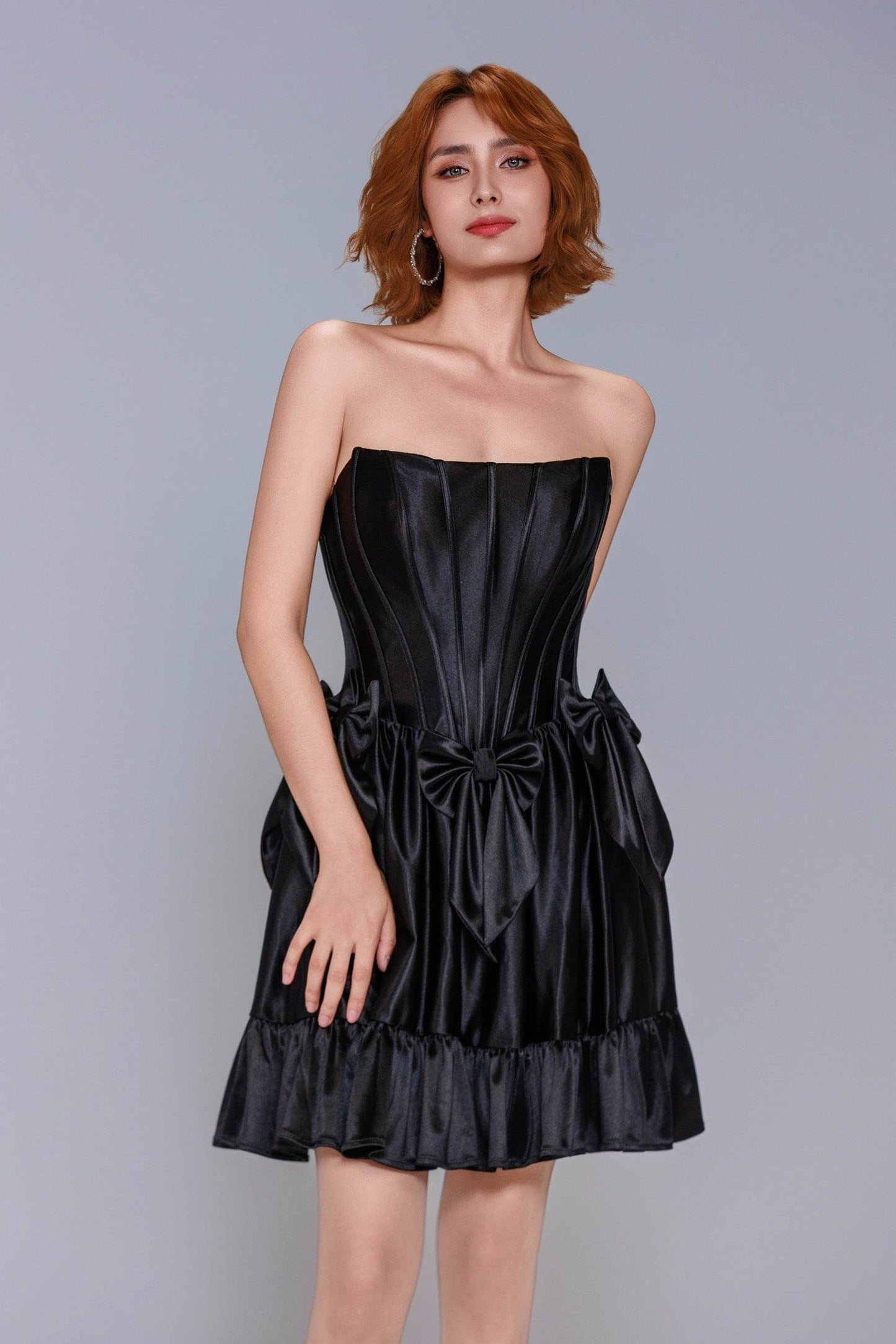 A-Line Mini Stretch Satin Homecoming Dress CS1015 - COCOMELODY