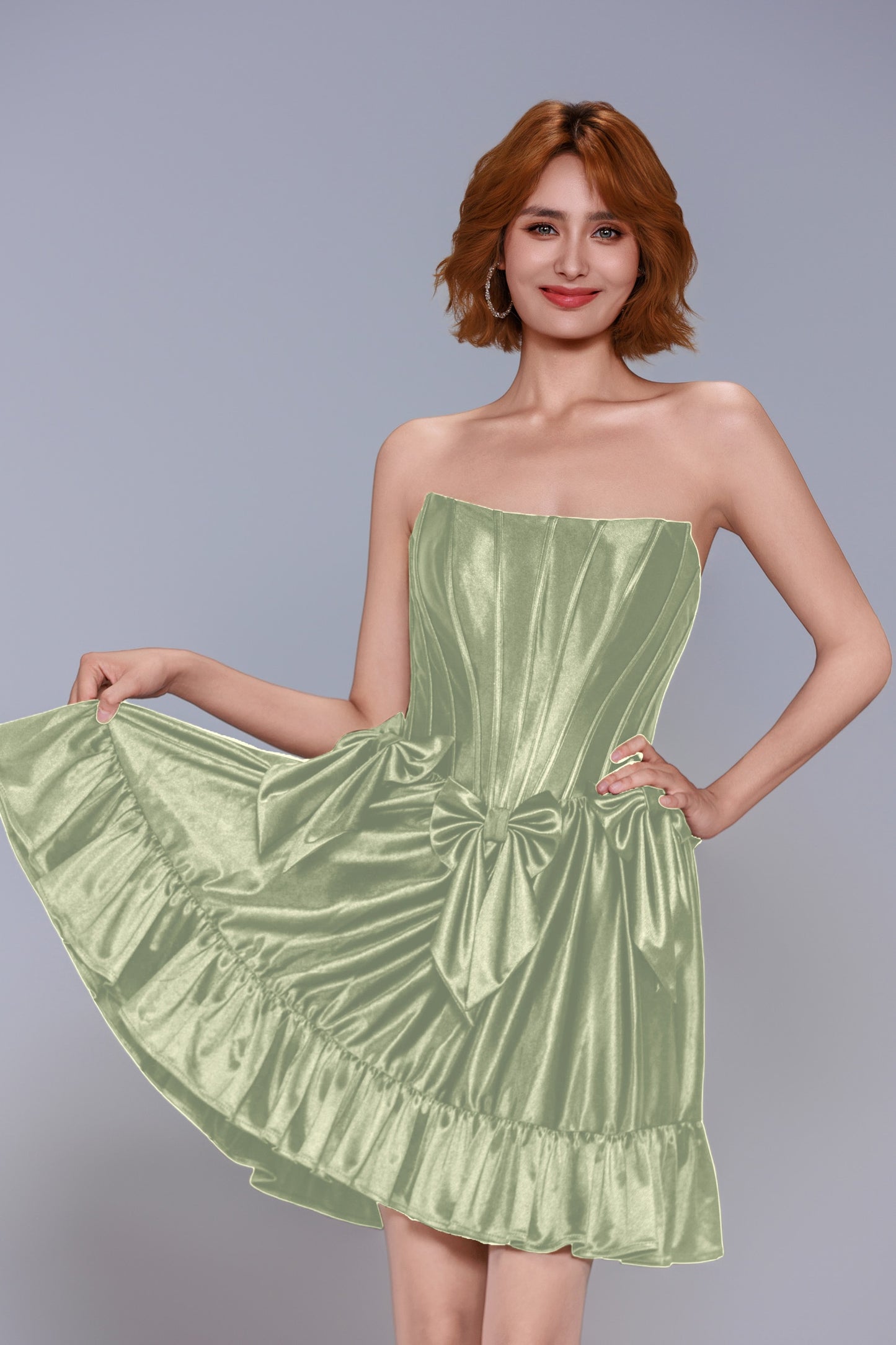A-Line Mini Stretch Satin Homecoming Dress CS1015