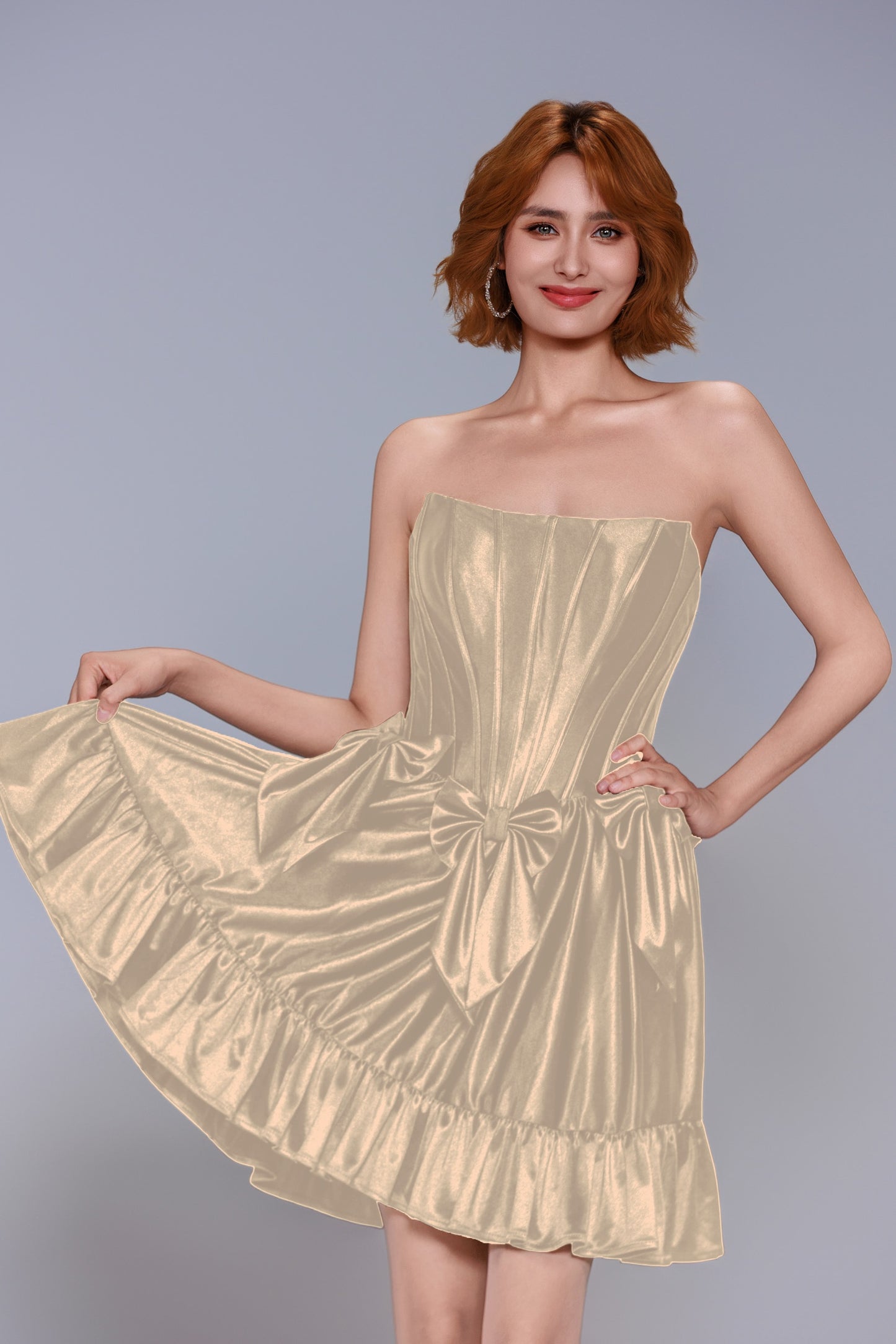 A-Line Mini Stretch Satin Homecoming Dress CS1015